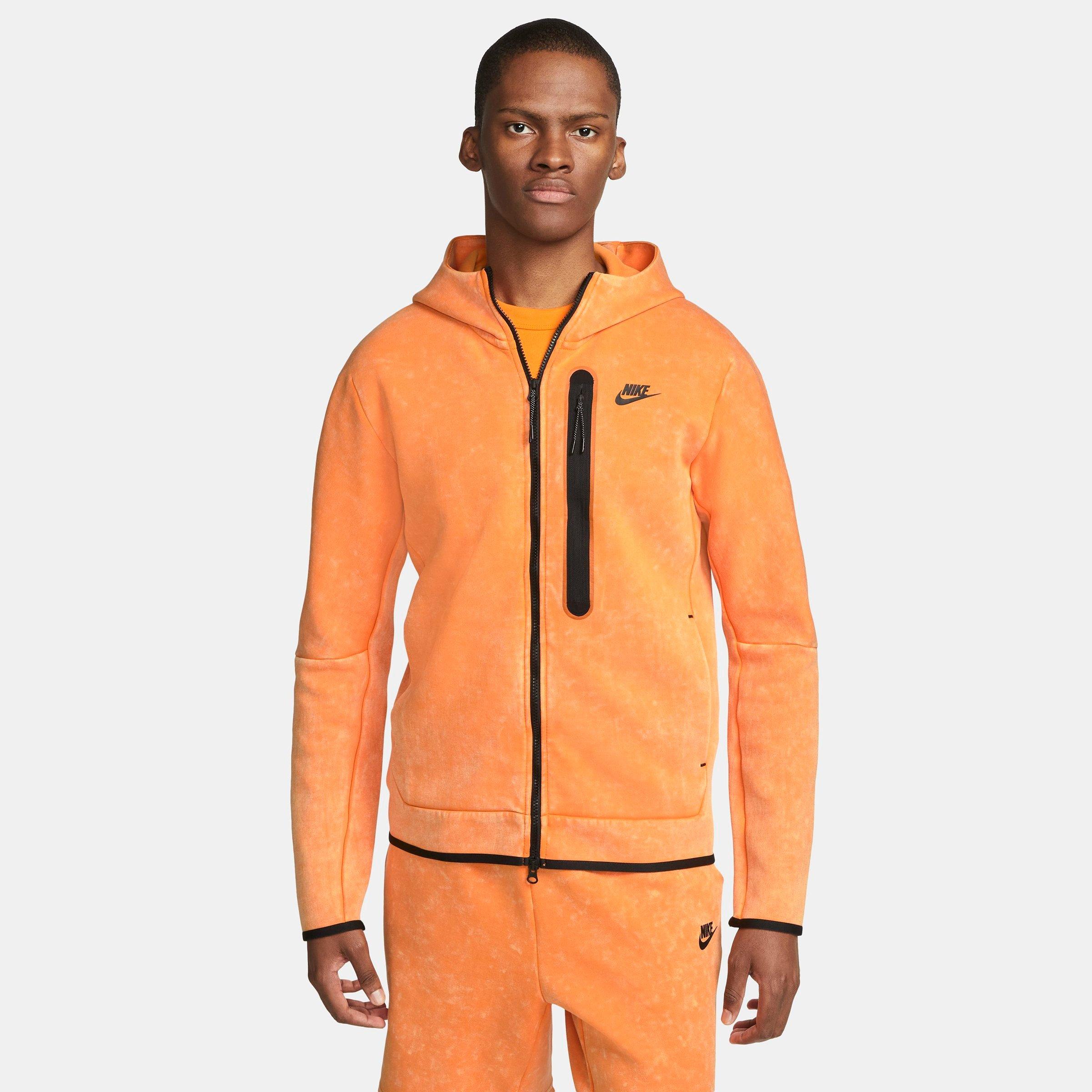 Nike Men's Sportswear Tech Fleece Full-Zip Hoodie in KUMQUAT/(BLACK) Size: Small