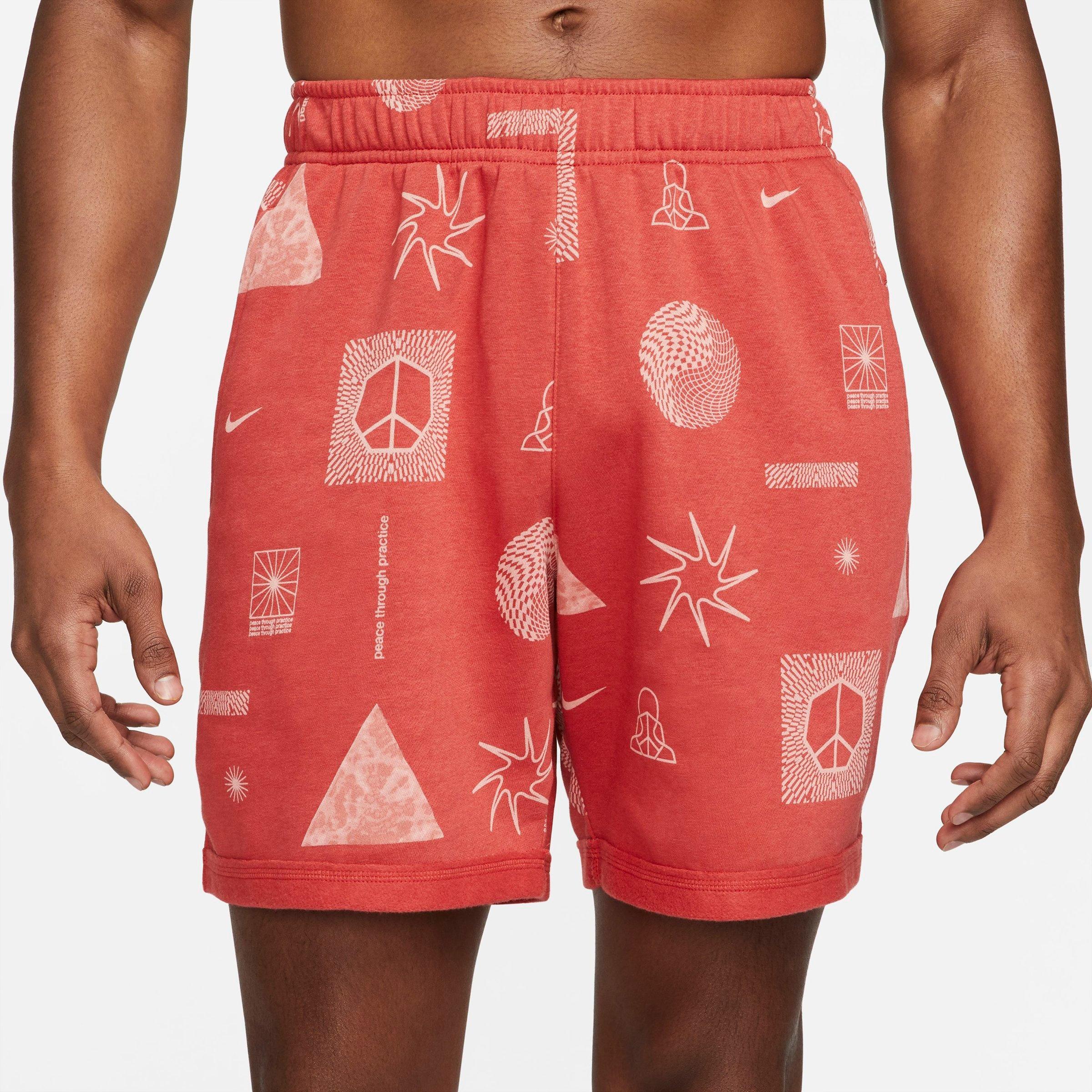 Nike Men's Yoga Therma-fit Graphic Fleece Shorts In Red Clay/bleached Coral