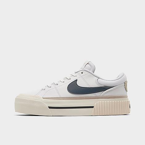 Nike Women's Court Legacy Lift Casual Shoes In White/diffused Blue/light Orewood Brown/sail