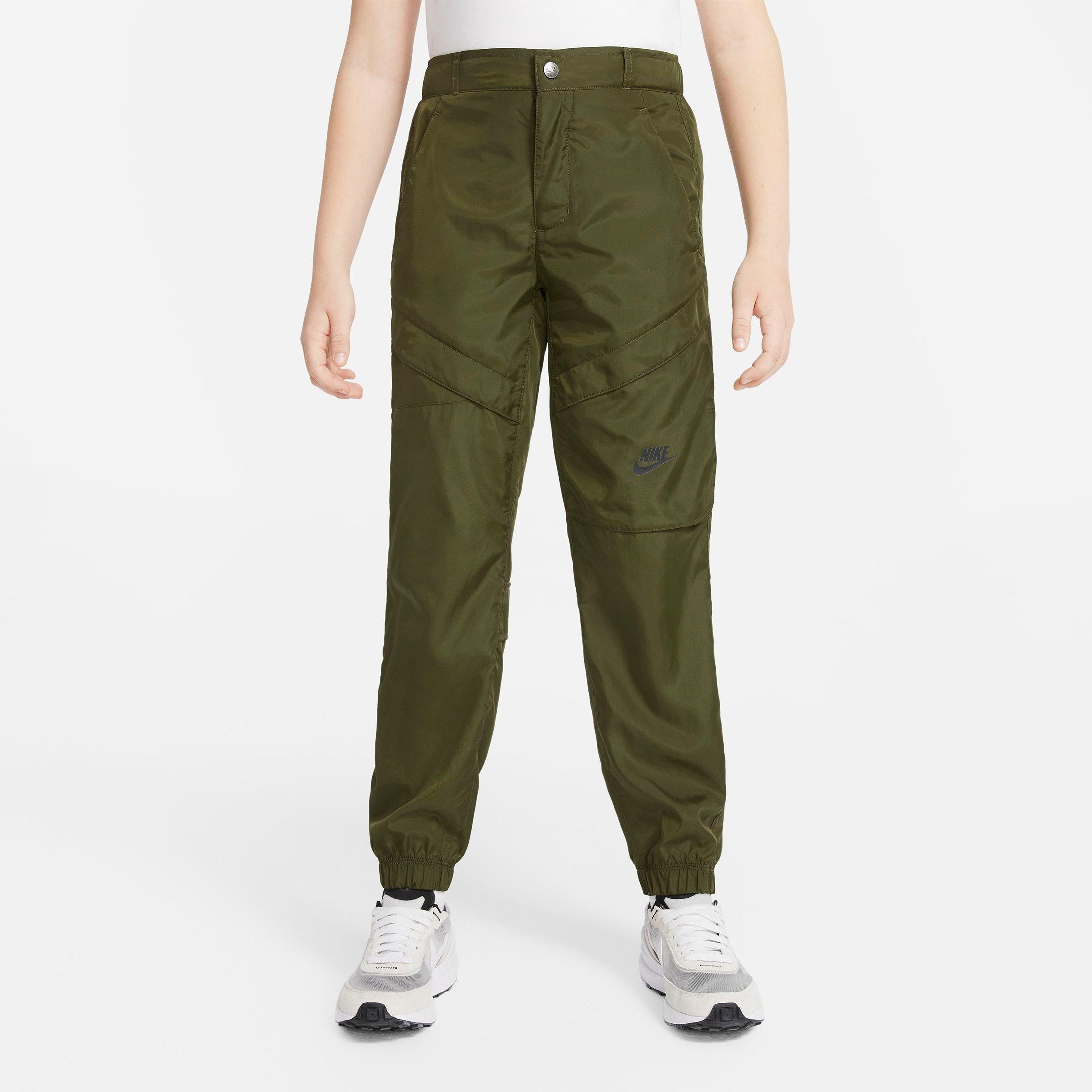 Nike Boys Big Kids Sportswear Woven Utility Jogger Pants in Rough Green/Black Size: