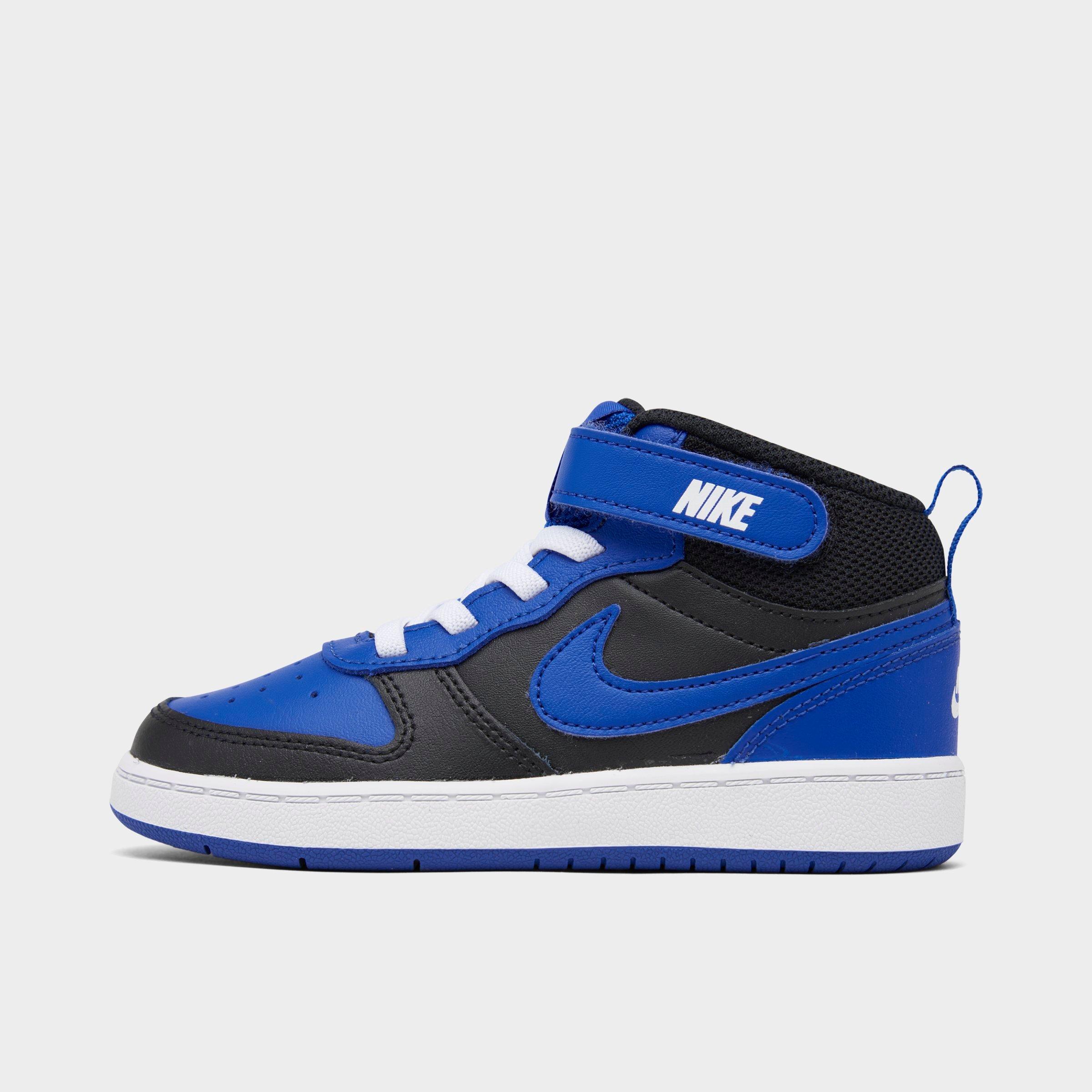 Nike Boy's Toddler Court Borough Mid 2 Casual Shoes in Black/Game Royal/Game Royal Size: 4.0