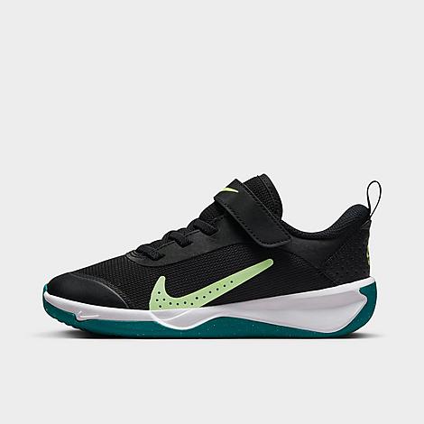 Nike Little Kids' Omni Multi-court Stretch Lace Casual Shoes In Black/barely Volt/bright Spruce/white