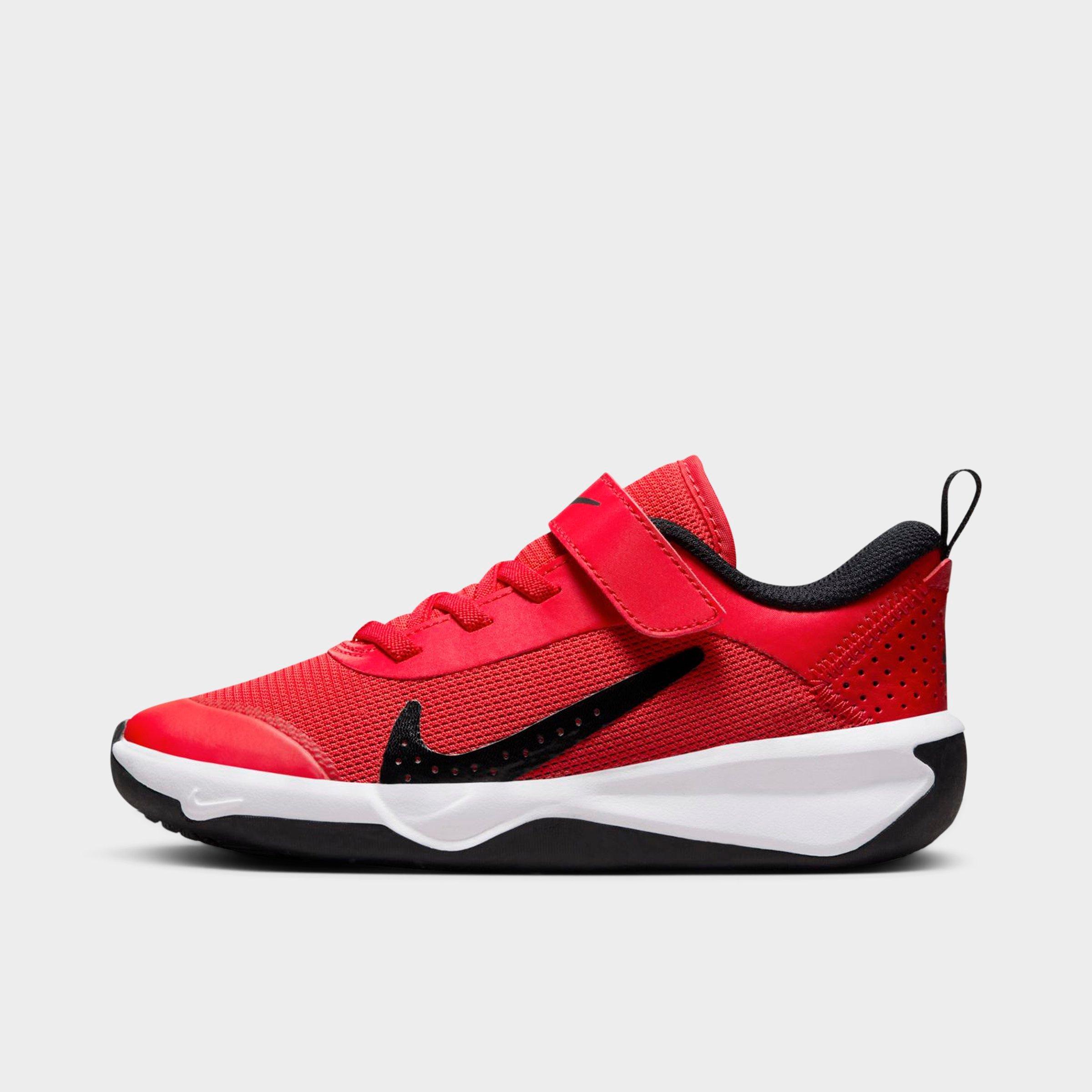 Nike Little Kids Omni Multi-Court Stretch Lace Casual Shoes in University Red/Black/White Size: 1.0