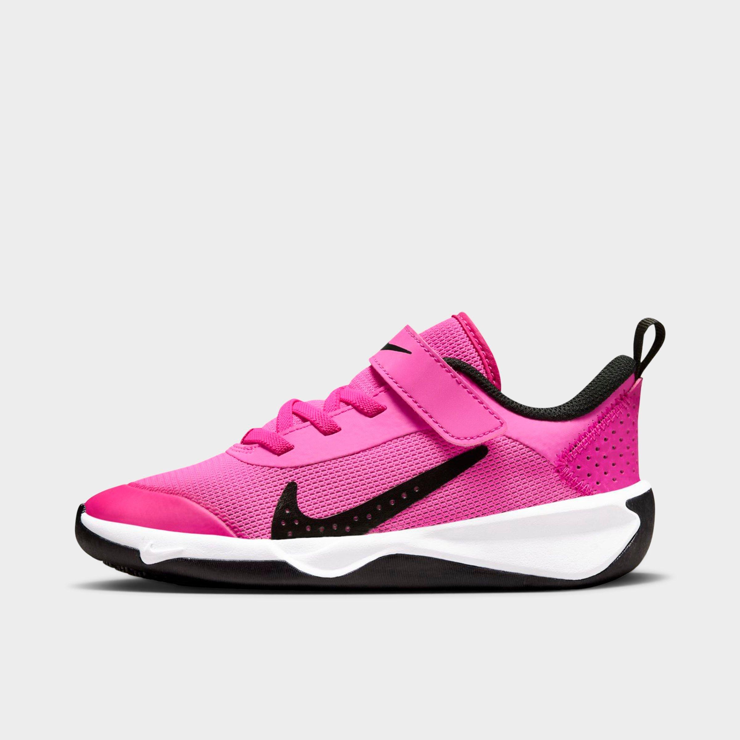 Nike Little Kids' Omni Multi-court Stretch Lace Casual Shoes In Laser Fuchsia/white/black
