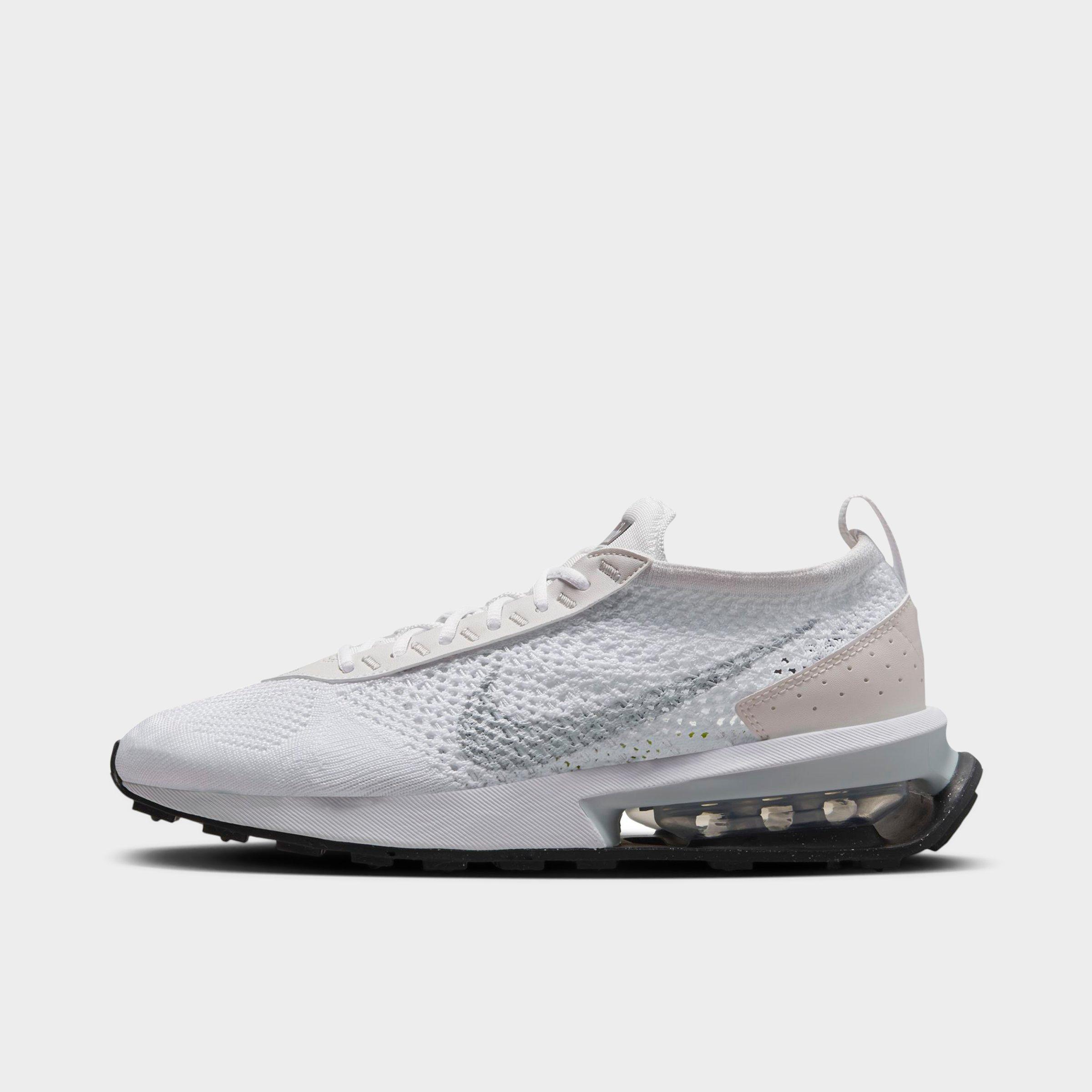 Shop Nike Women's Air Max Flyknit Racer Casual Shoes In White/platinum Tint/black/pure Platinum