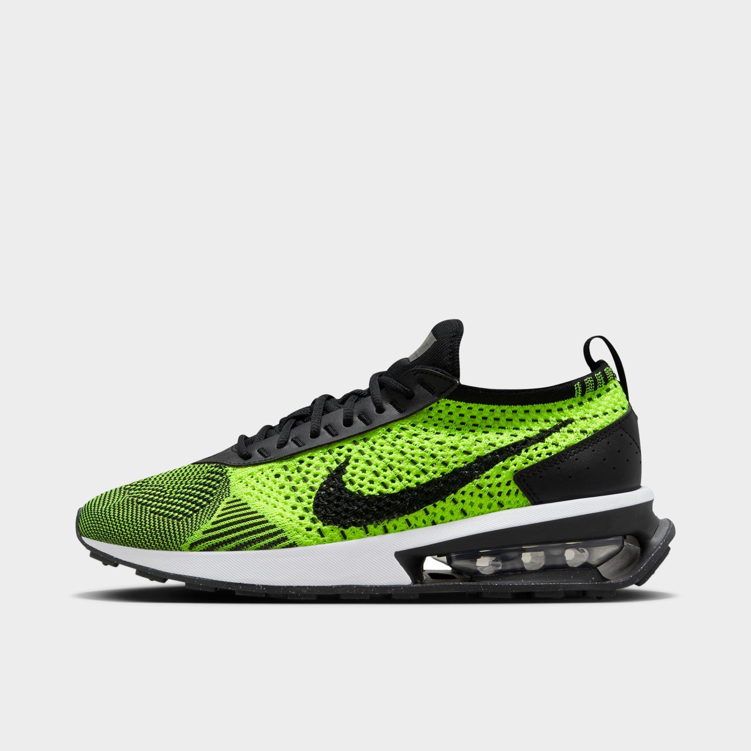 Shop Nike Women's Air Max Flyknit Racer Casual Shoes In Volt/white/sequoia/black