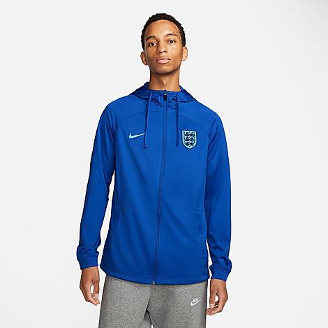 Shop Nike Men's England Strike Hooded Track Jacket In Game Royal/blue Fury
