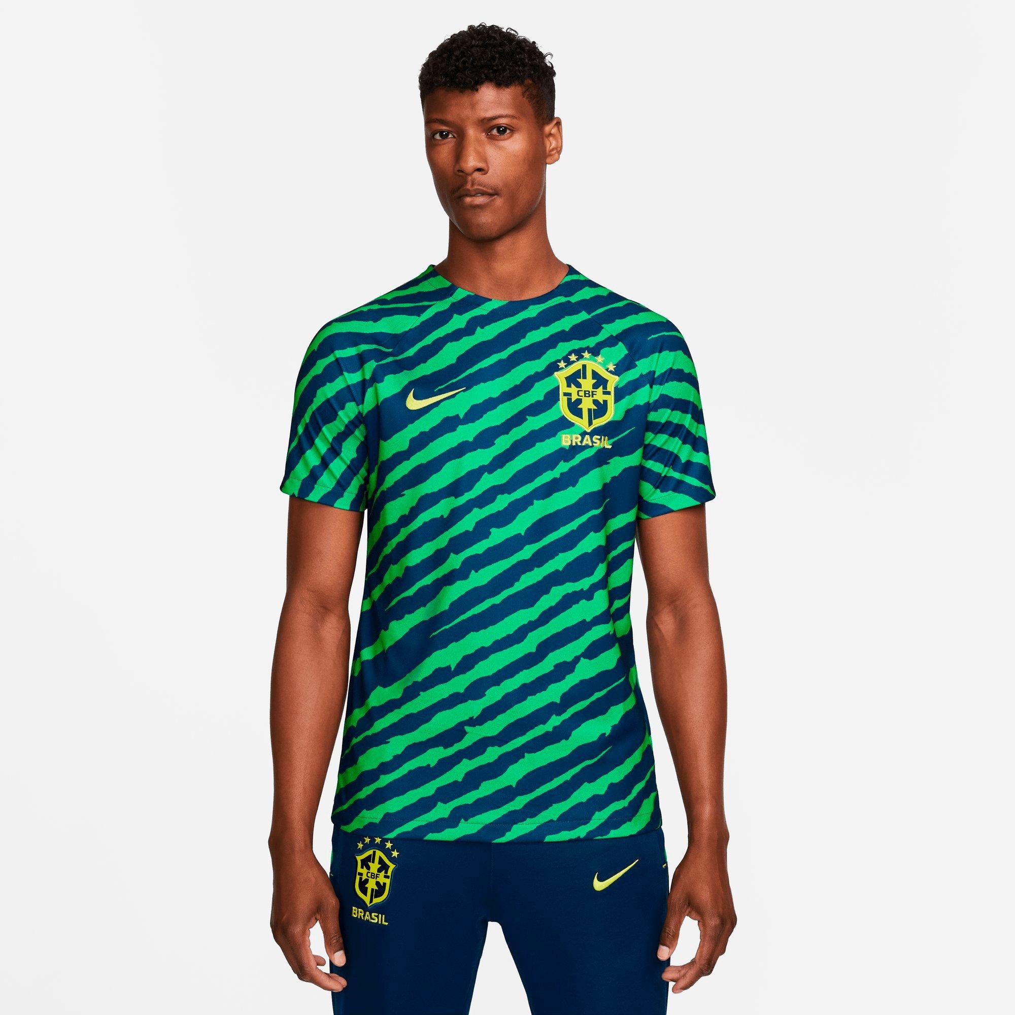 Nike Men's Brazil Dri-fit Pre-match Soccer Top In Coastal Blue/coastal ...