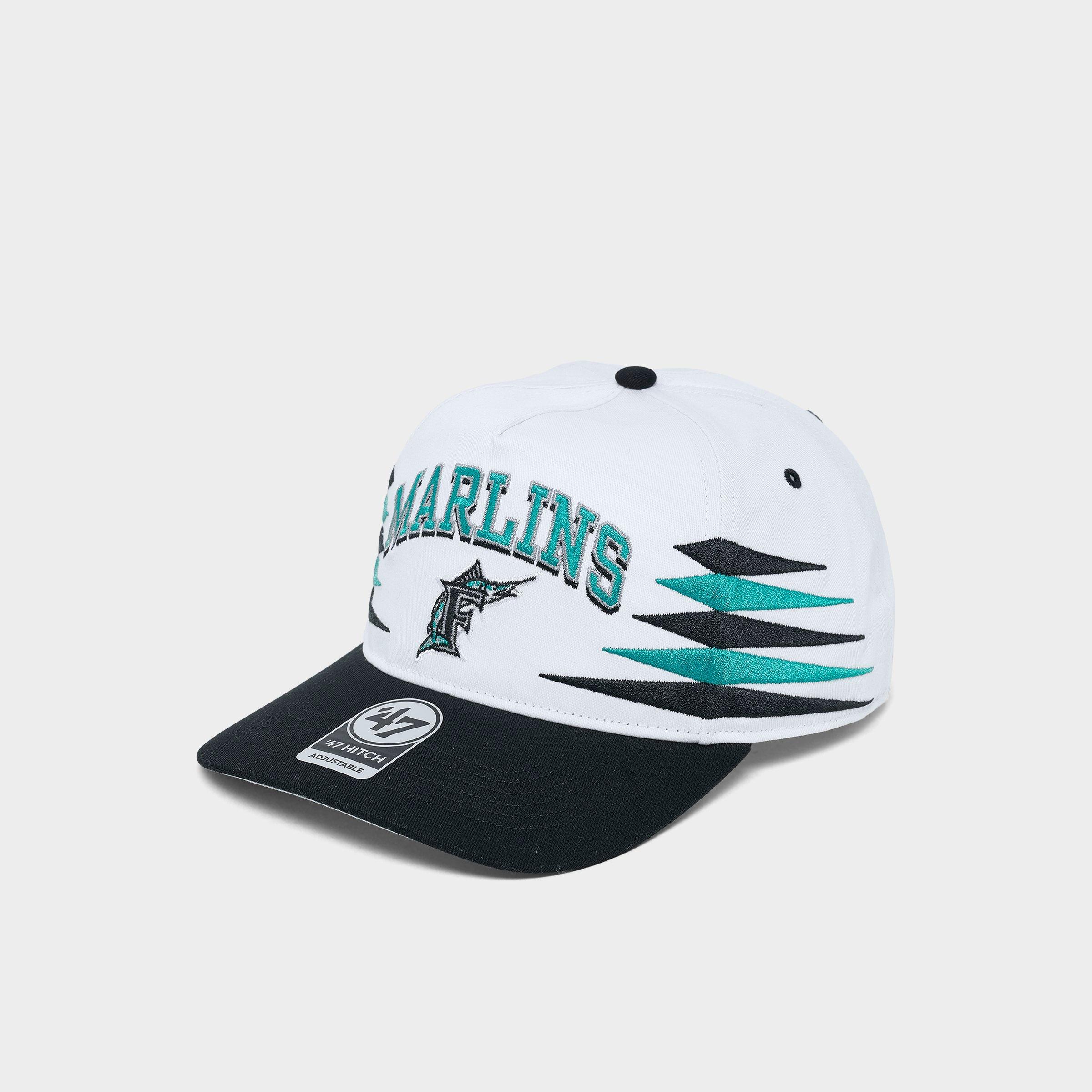 47 Brand '47 Miami Marlins MLB Diamond Cut HITCH Snapback Hat in White/Black