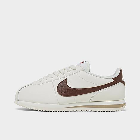 Nike Womens Sail Cacao Wow Khaki Whi Cortez Brand-embroidered Leather Low-top Trainers In Sail/cacao Wow/khaki/white/black