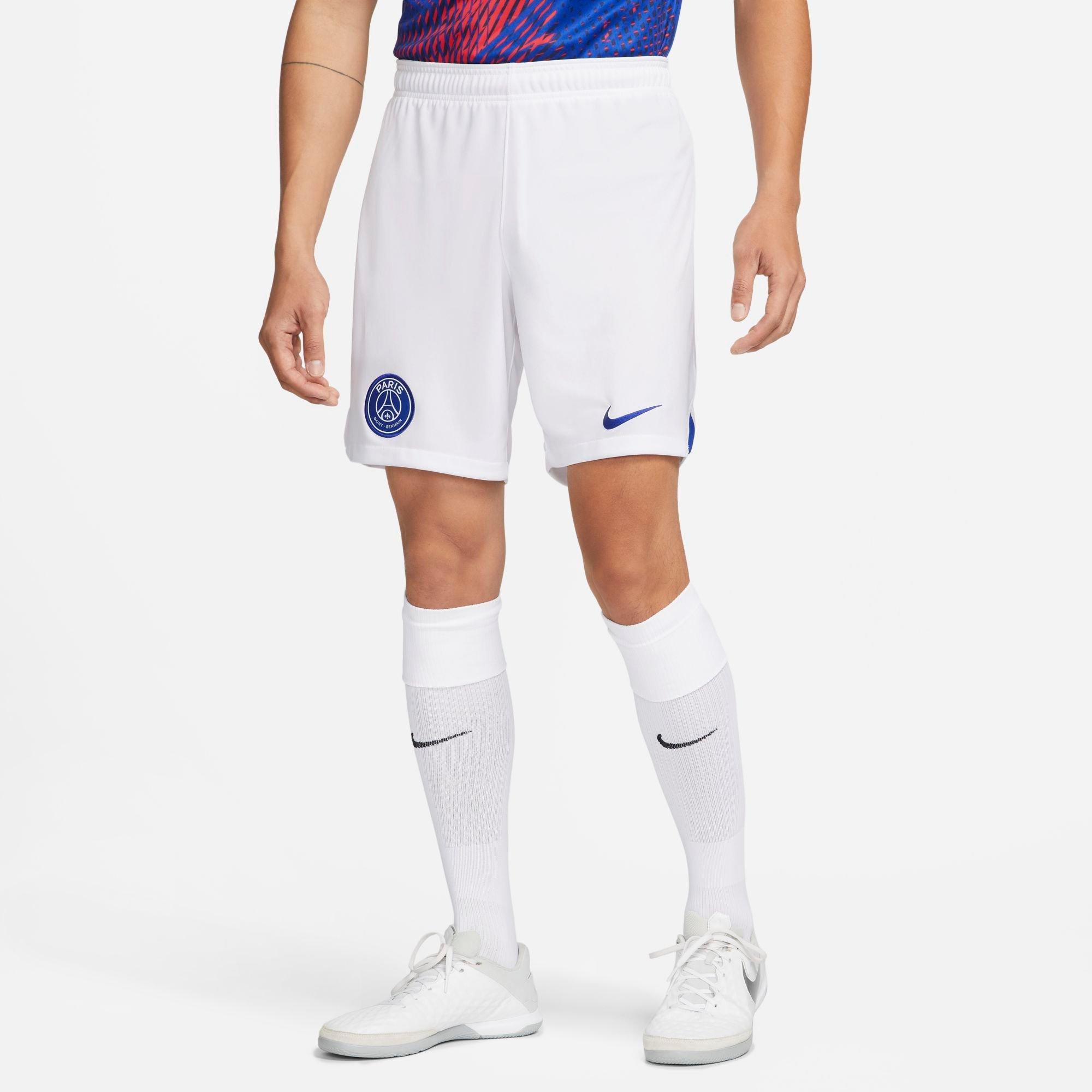 Nike White Paris Saint-germain Third Performance Stadium Shorts In White/old Royal/old Royal