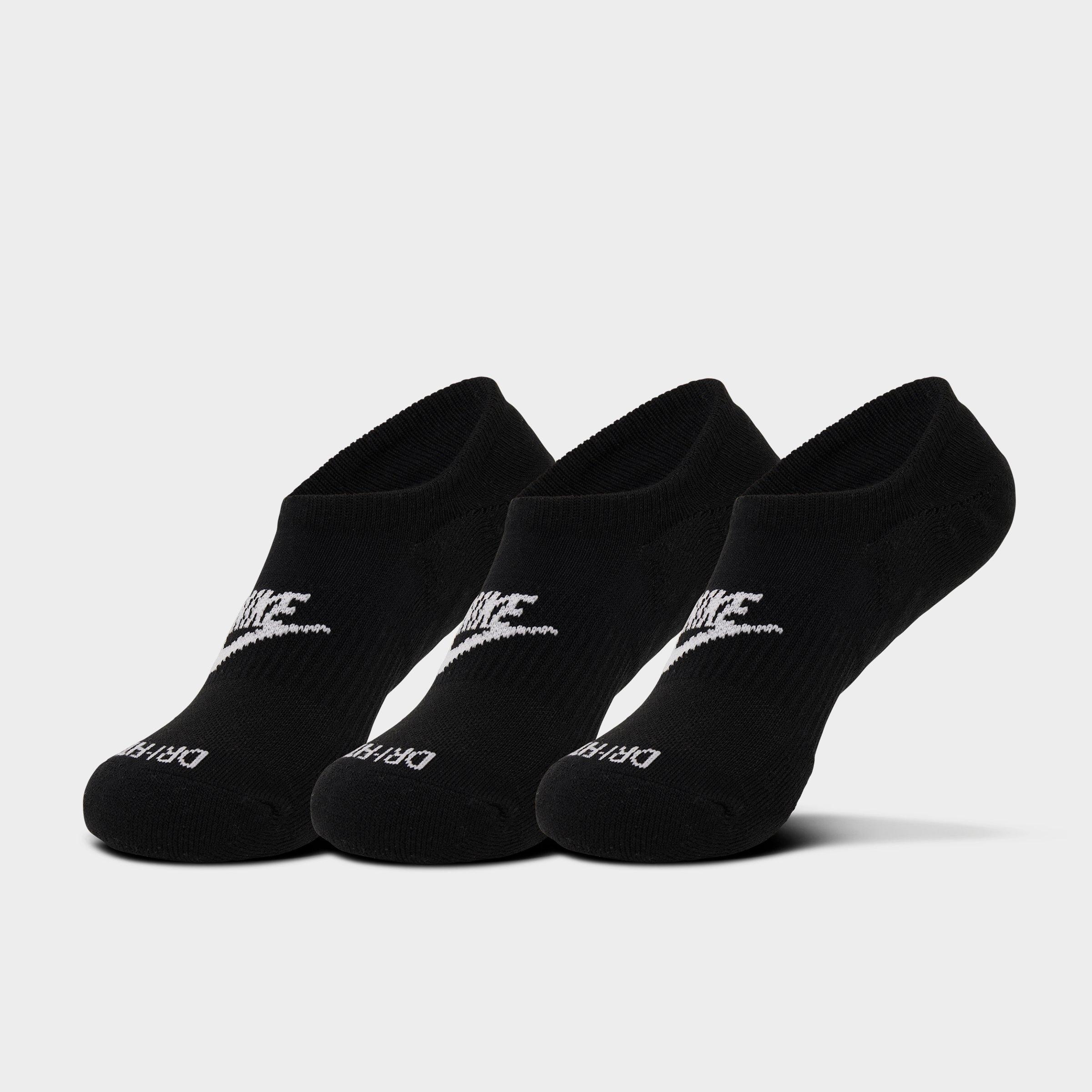 Nike Everyday Plus Cushioned Footie Socks (3-Pack) in Black/White Size: Medium
