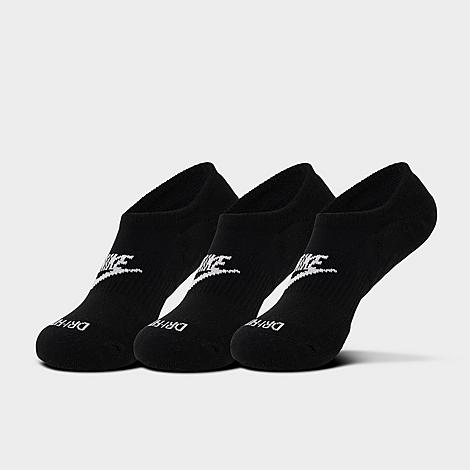 Shop Nike Everyday Plus Cushioned Footie Socks (3-pack) In Black/white