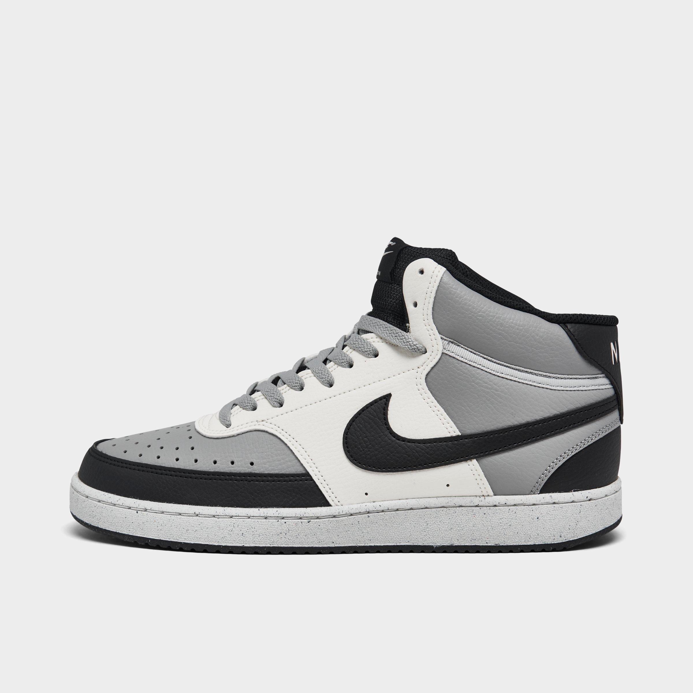 Shop Nike Men's Court Vision Mid Next Nature Casual Shoes In Light Smoke Grey/black/sail