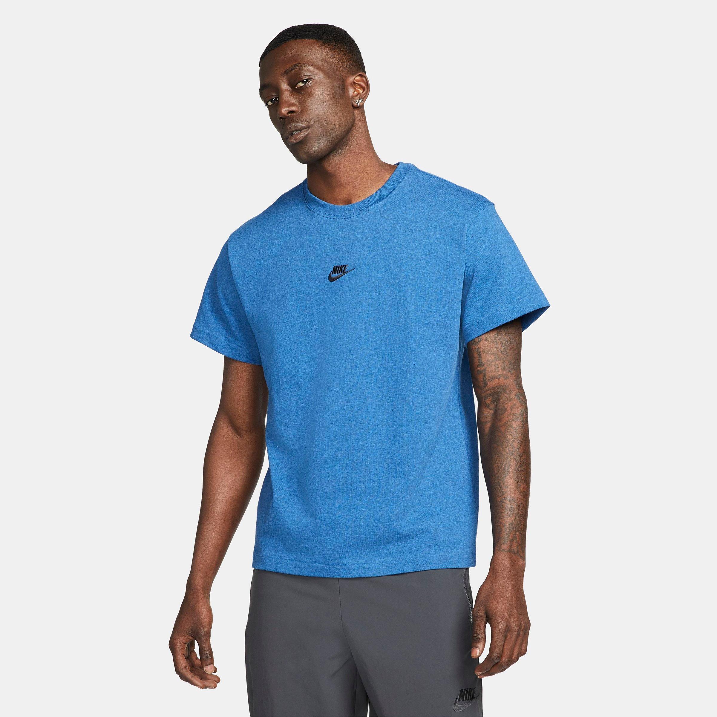 Nike Men's Sportswear Premium Essentials T-Shirt in Dark Marina Blue/Heather/Black Size: Small