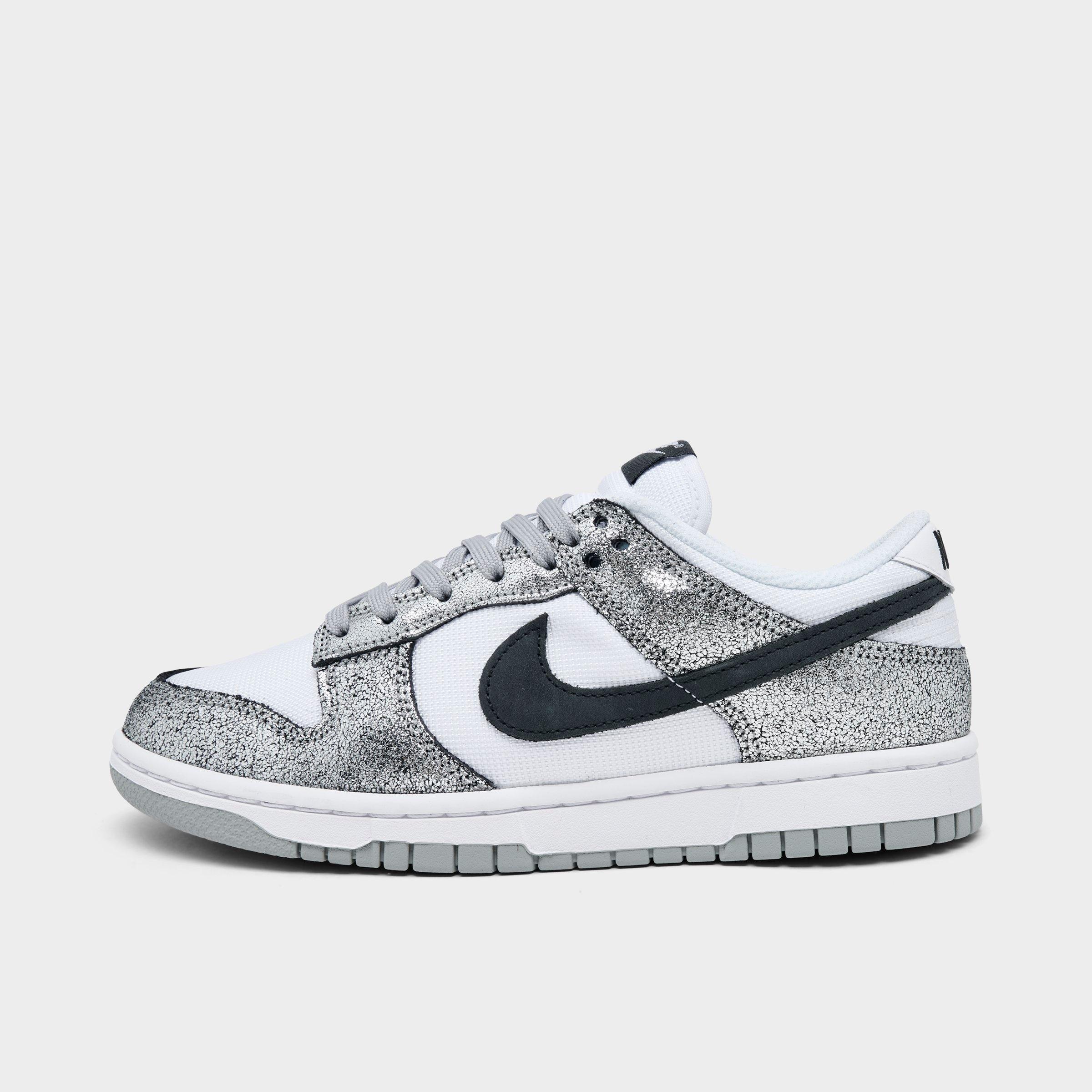 Nike Women's Dunk Low SE Casual Shoes in Metallic Silver/Off Noir/White Size: 5.0