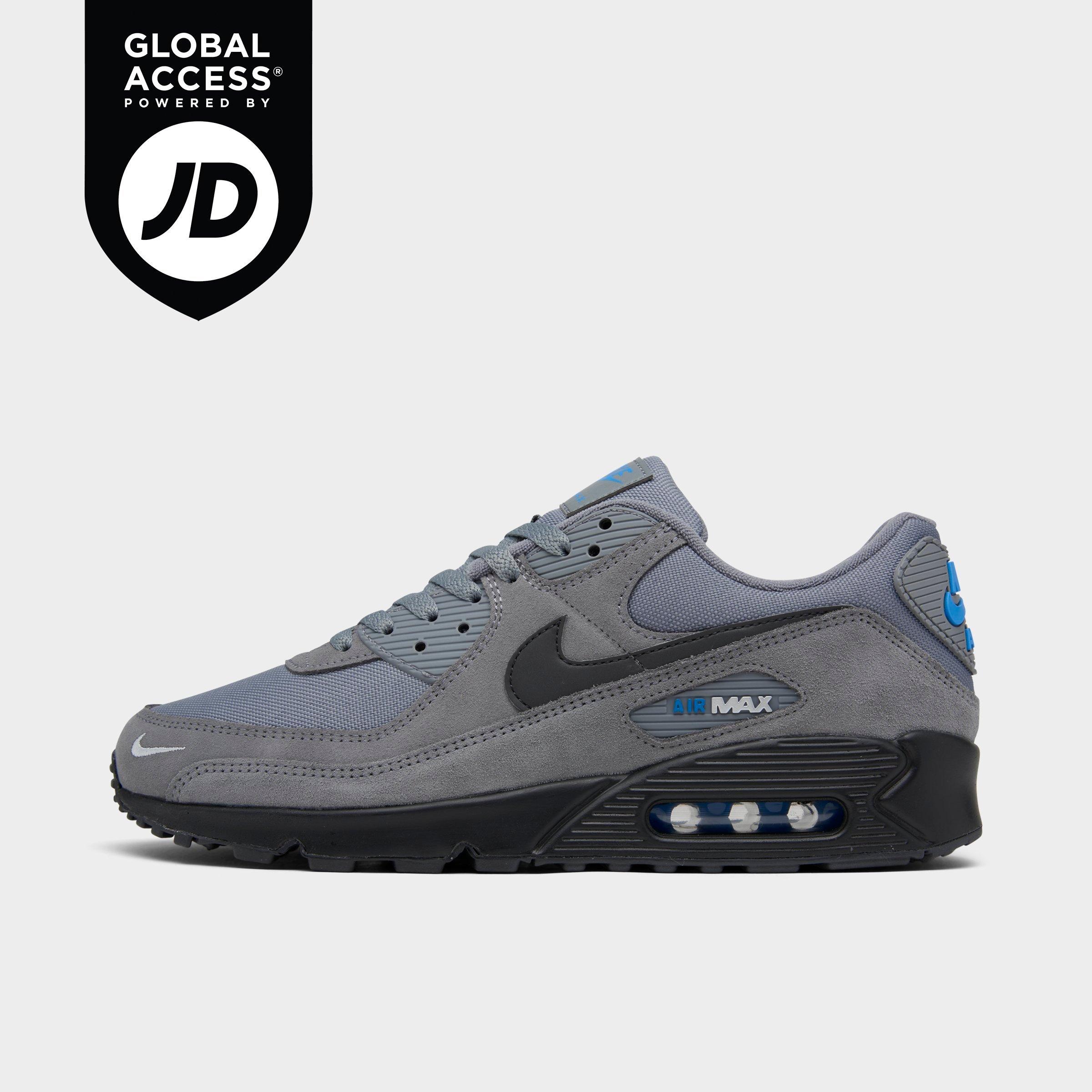 Nike Men's Air Max 90 Casual Shoes in Smoke Grey/Light Photo Blue/Black Size: 7.5