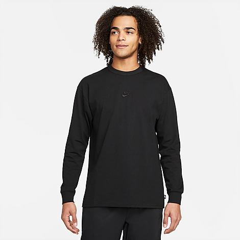 Shop Nike Men's Sportswear Premium Essentials Long-sleeve T-shirt In Black/black