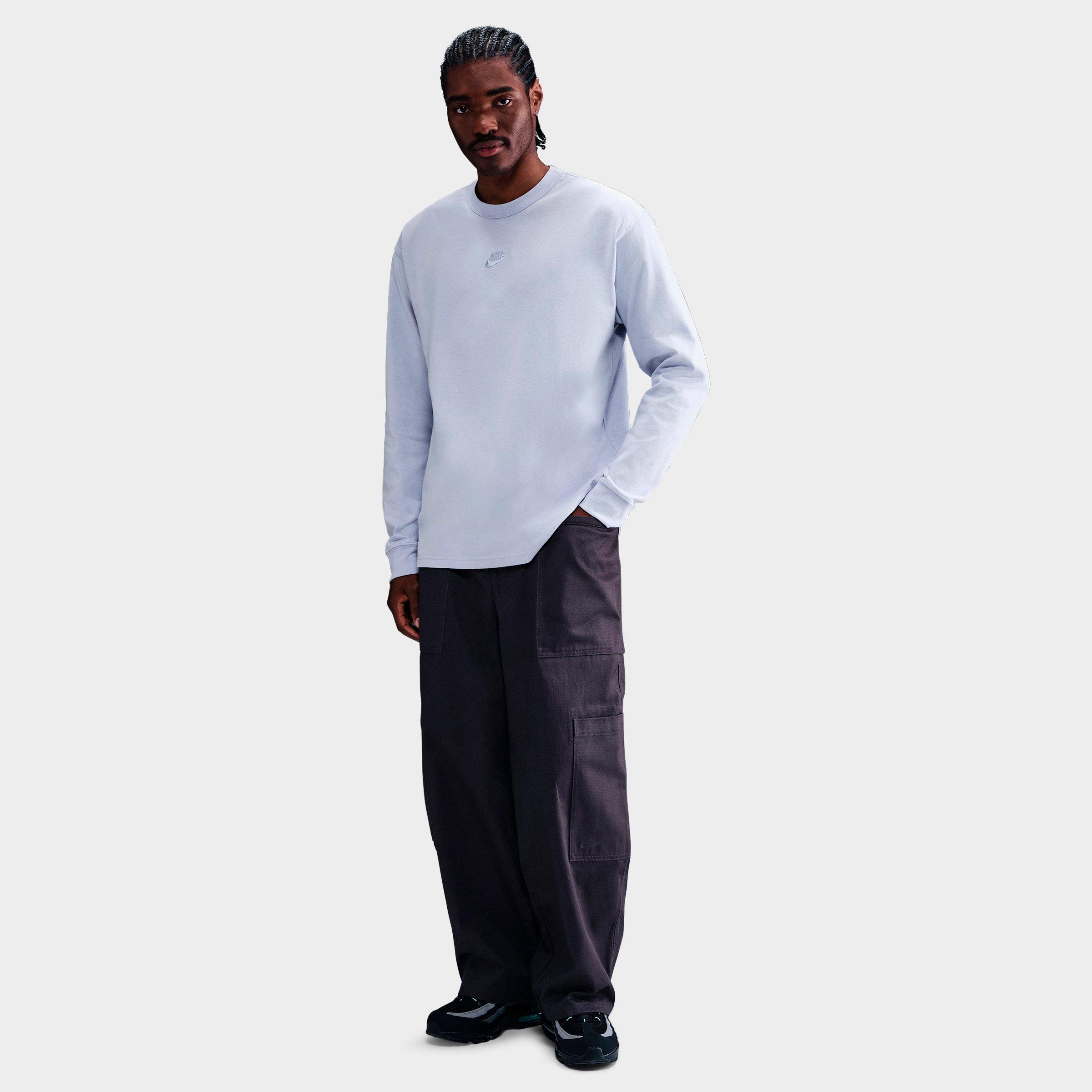 Nike Men's Sportswear Premium Essentials Long-Sleeve T-Shirt in Ghost Size: XS