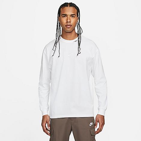 Shop Nike Men's Sportswear Premium Essentials Long-sleeve T-shirt In White/white
