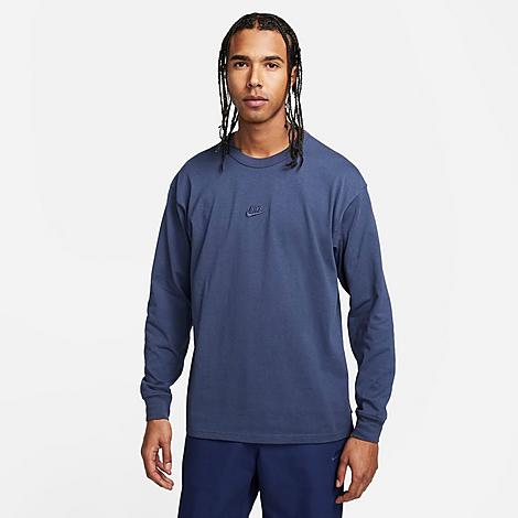 Shop Nike Men's Sportswear Premium Essentials Long-sleeve T-shirt In Thunder Blue