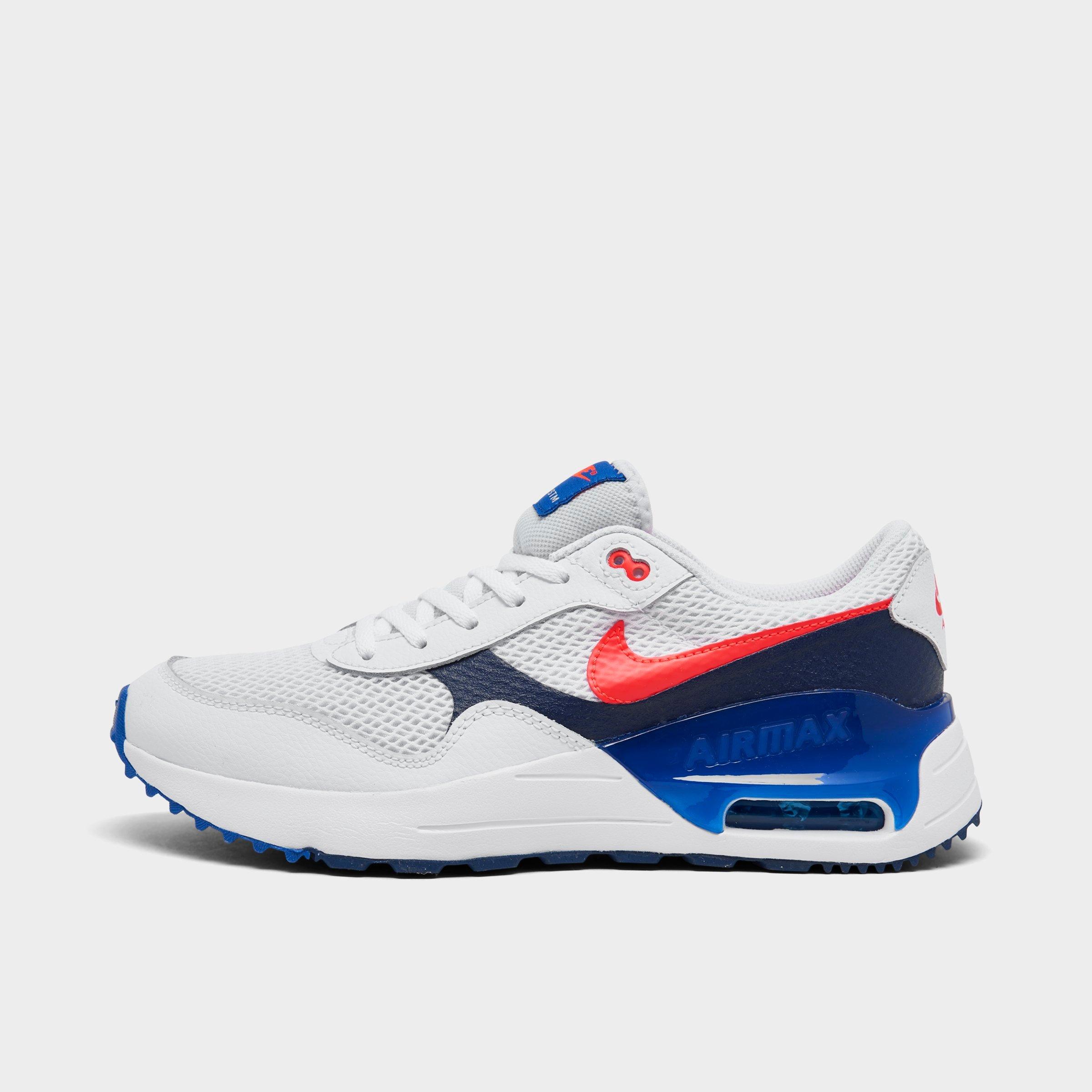 Nike Big Kids' Air Max Systm Casual Shoes In White/bright Crimson/midnight Navy/game Royal