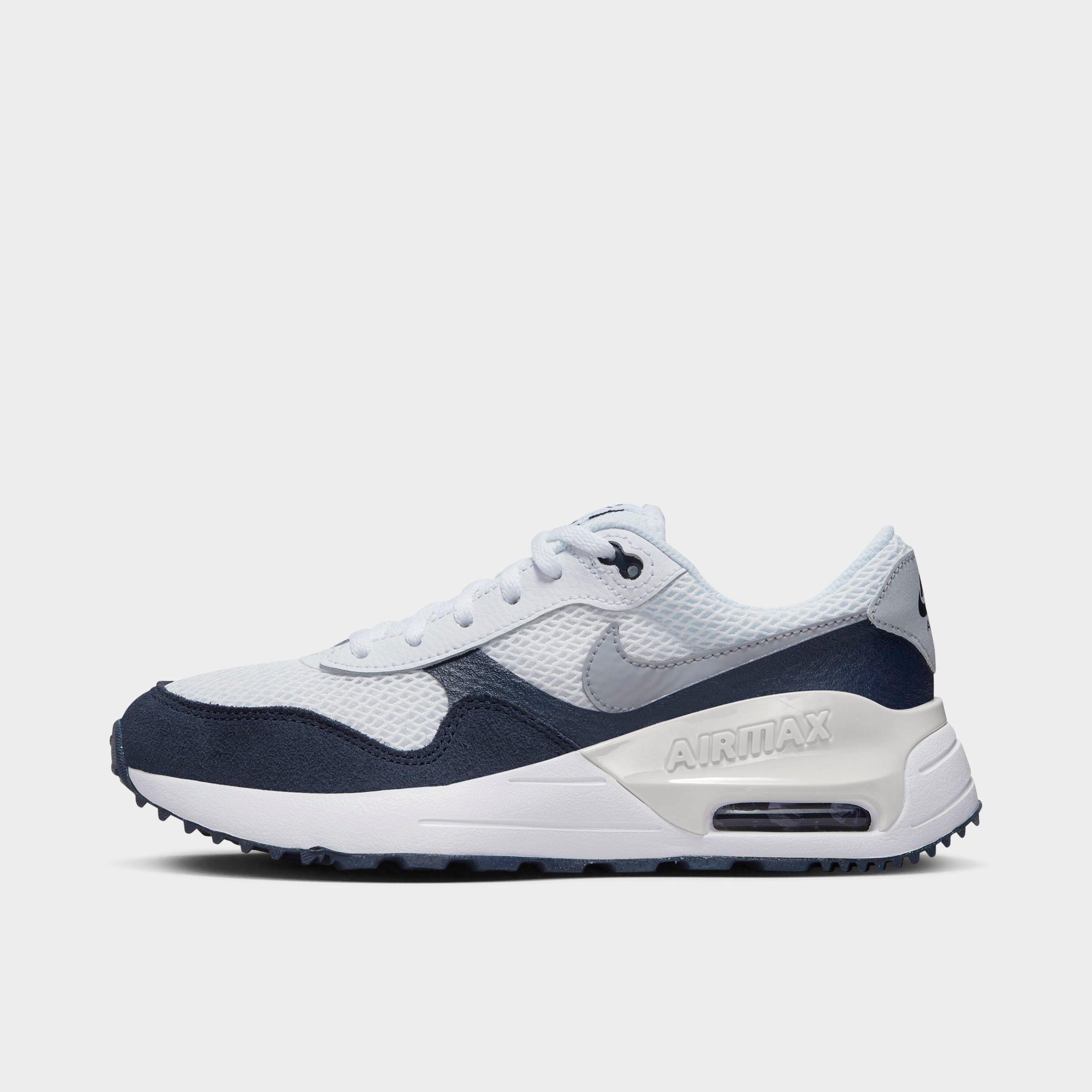 Nike Big Kids' Air Max Systm Casual Shoes In White/obsidian/wolf Grey