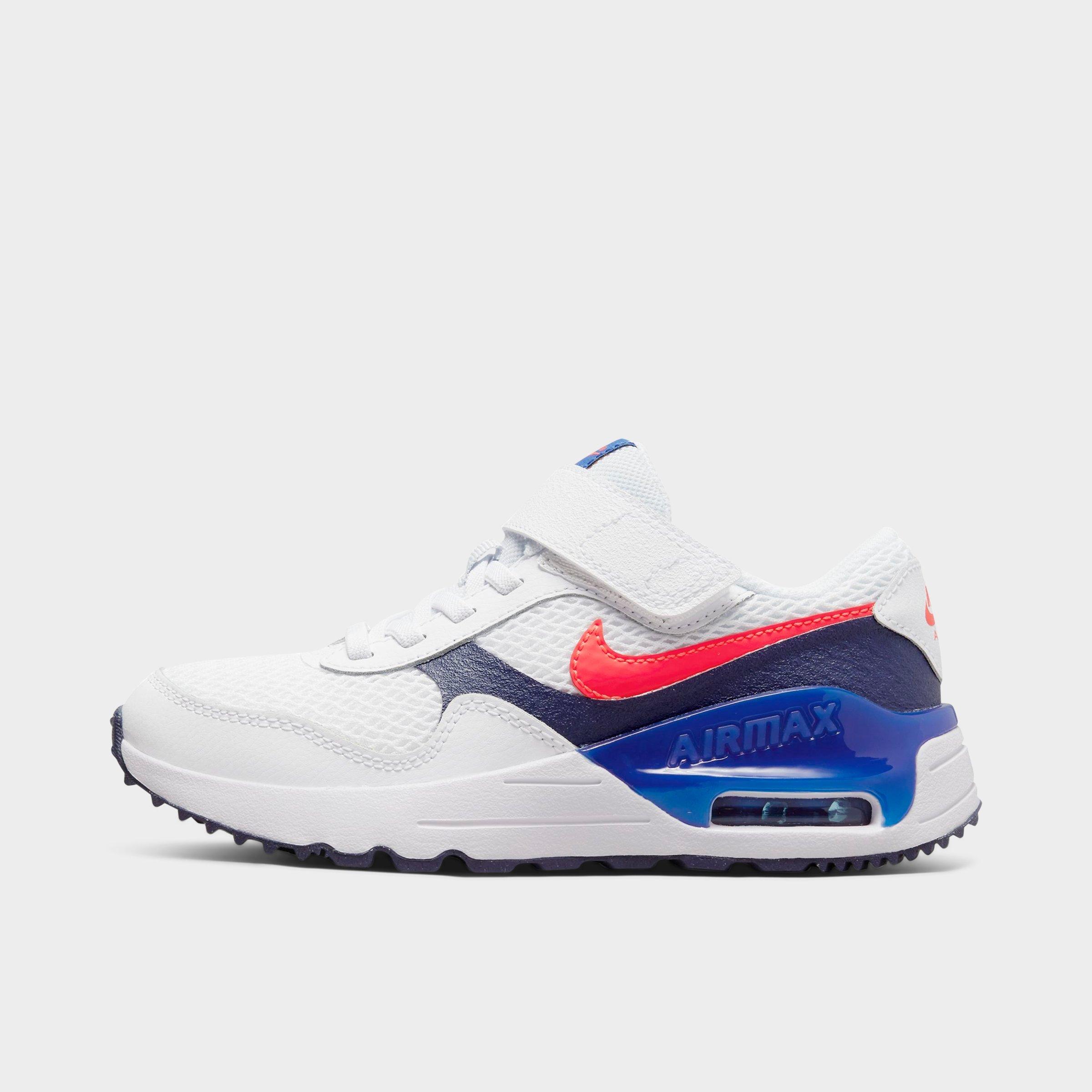 Nike Little Kids' Air Max Systm Casual Shoes In White/bright Crimson/midnight Navy/game Royal