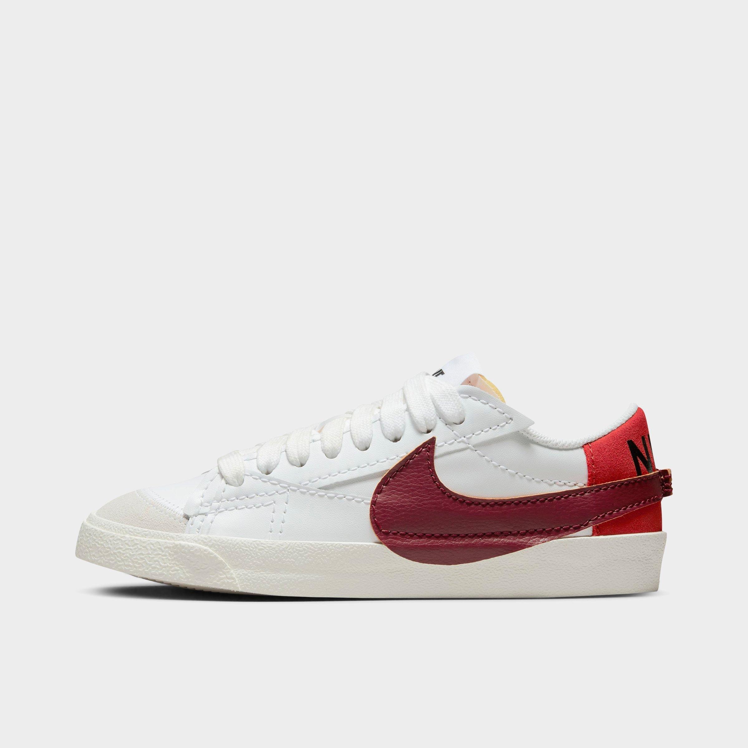 Nike Women's Blazer Low '77 Jumbo Casual Shoes In White/cinnabar/black/dark Beetroot