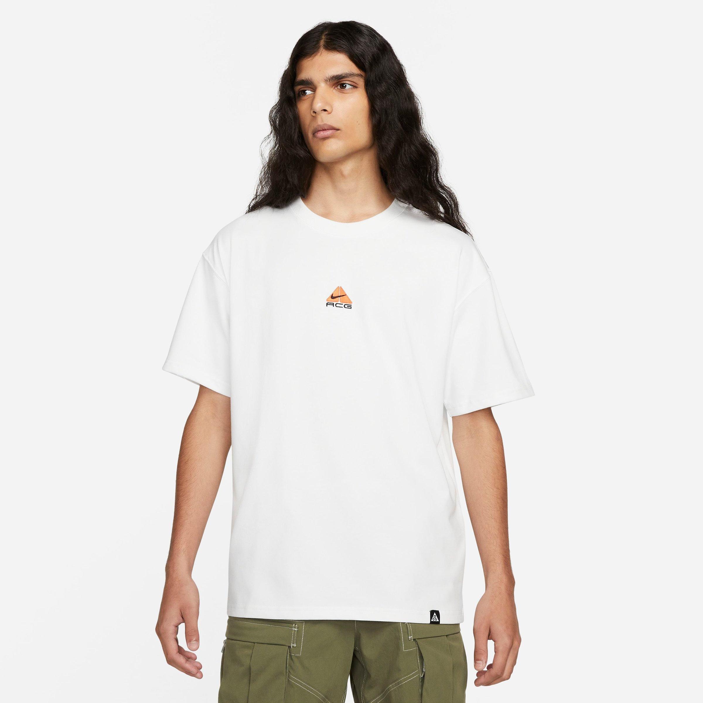 Nike Acg Logo Embroidered Pattern Loose Round Neck Short Sleeve White In White