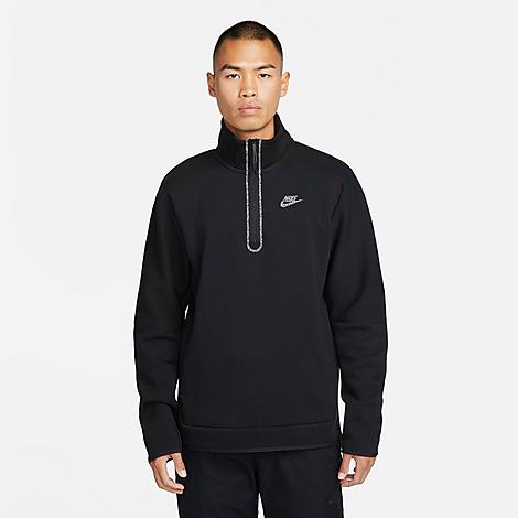Nike Men's Sportswear Grind Tech Fleece Half-zip Top In Black/heather