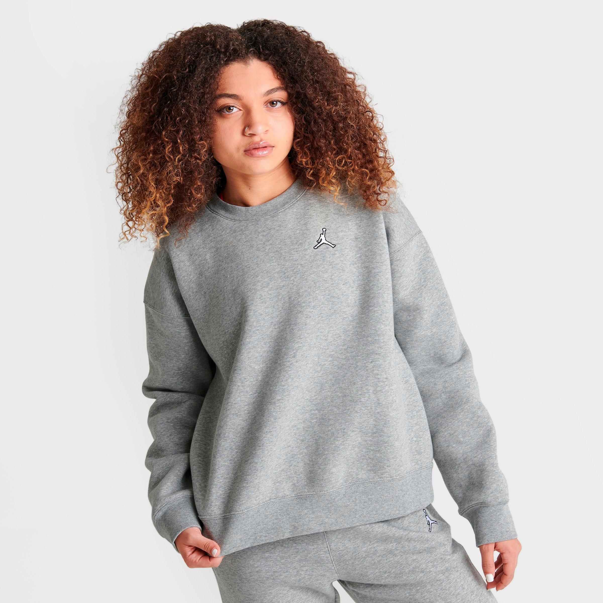 Nike Jordan Women's Brooklyn Crewneck Sweatshirt In Dark Grey Heather/white