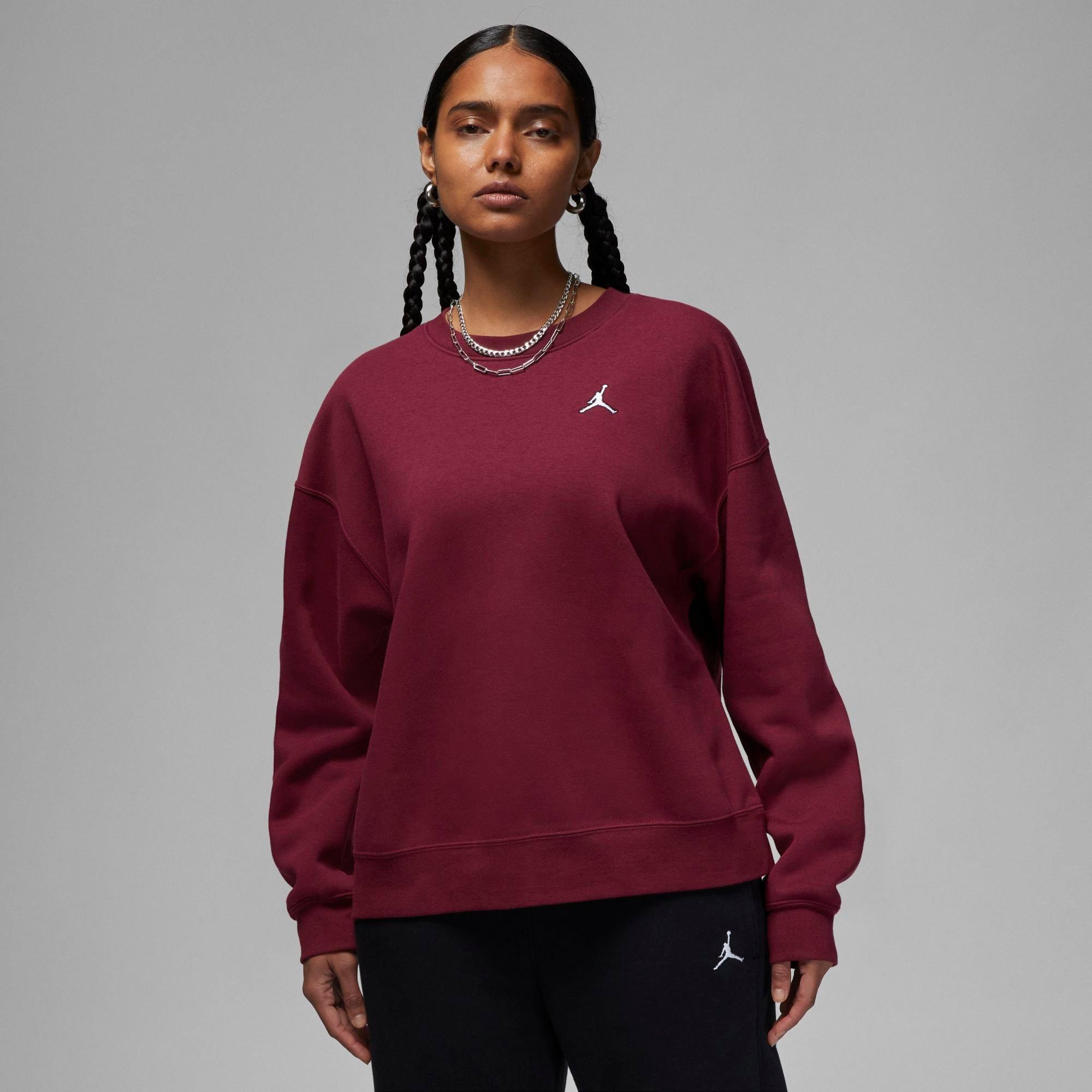 Nike Jordan Women's Brooklyn Crewneck Sweatshirt In Cherrywood Red/white
