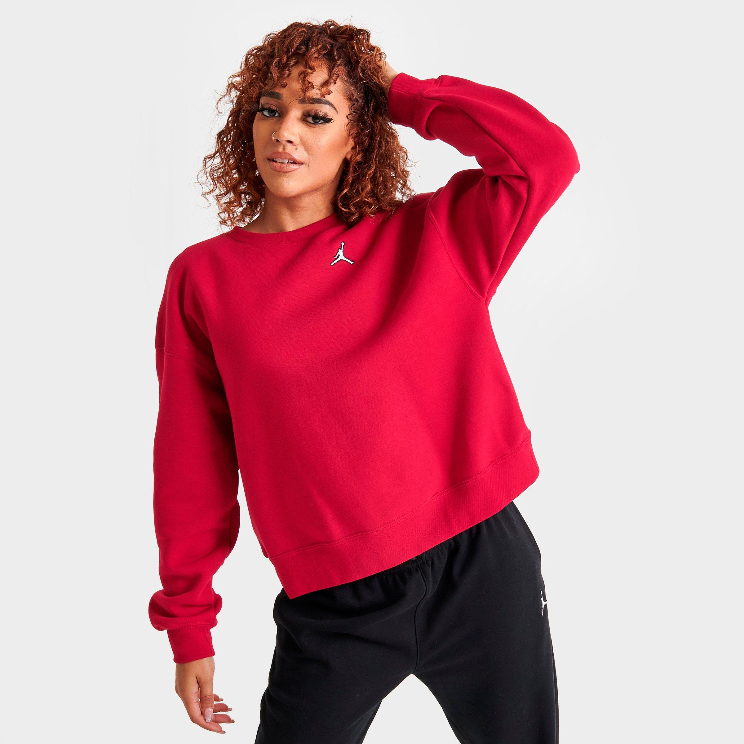 Nike Jordan Women's Brooklyn Crewneck Sweatshirt In Gym Red/white