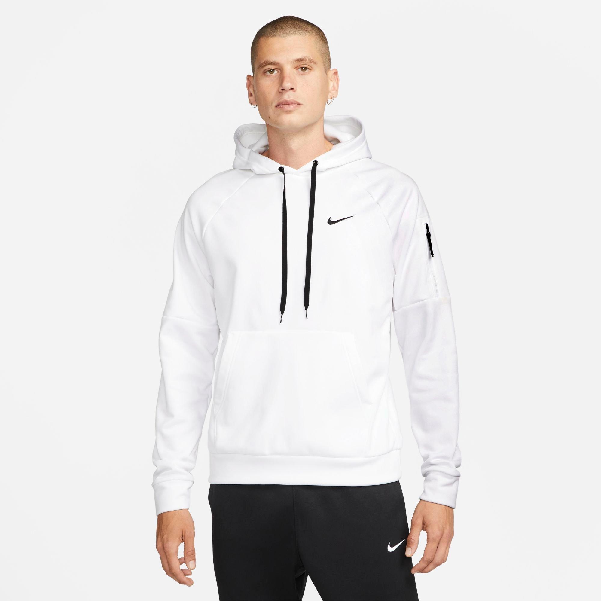 Nike Men's Therma-fit Pullover Training Hoodie In White/white/black