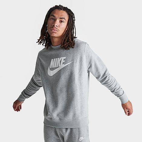 Nike Sportswear Club Fleece Futura Logo Crewneck Sweatshirt In Dark Grey Heather