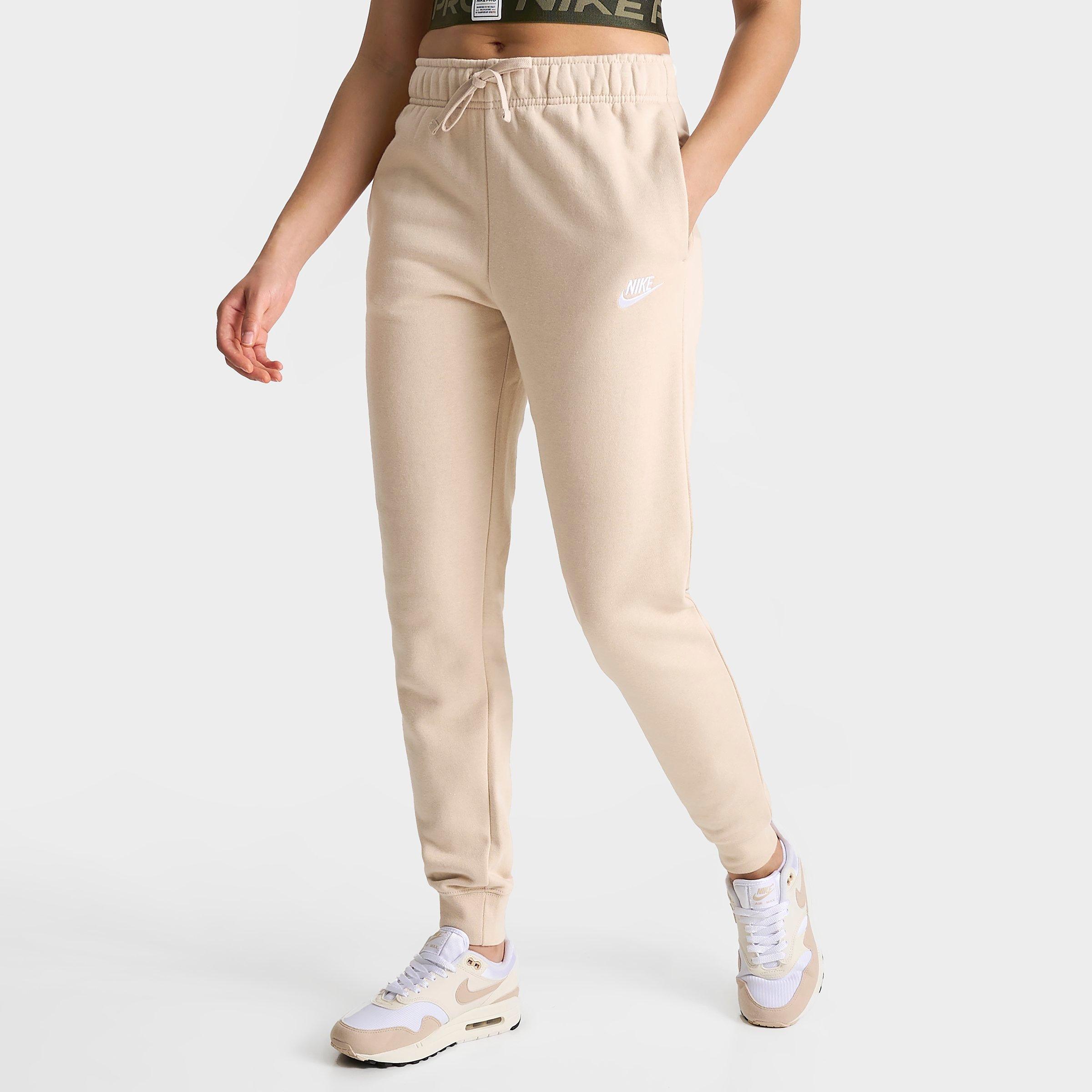 Nike Women's Sportswear Club Fleece Mid-rise Jogger Pants In Sanddrift/white