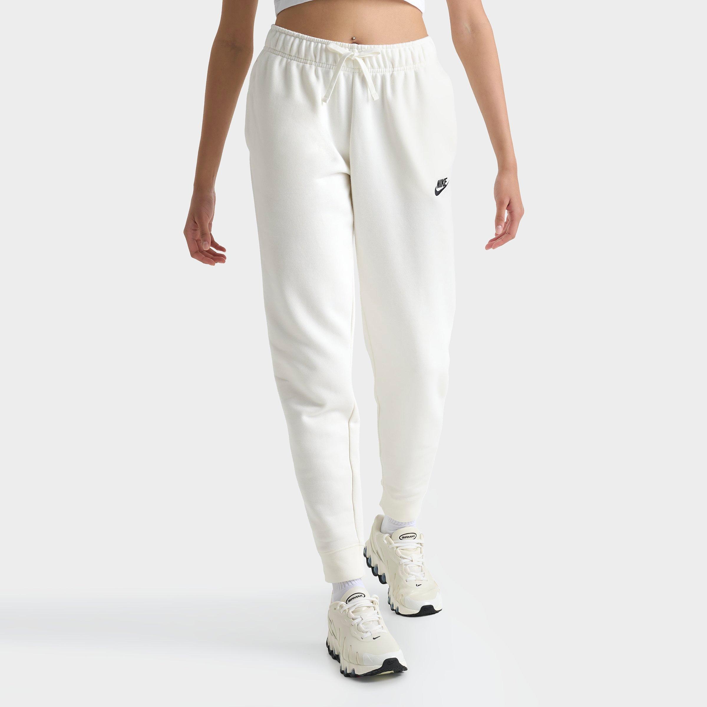Nike Women's Sportswear Club Fleece Mid-Rise Jogger Pants in Sail/Black Size: XS