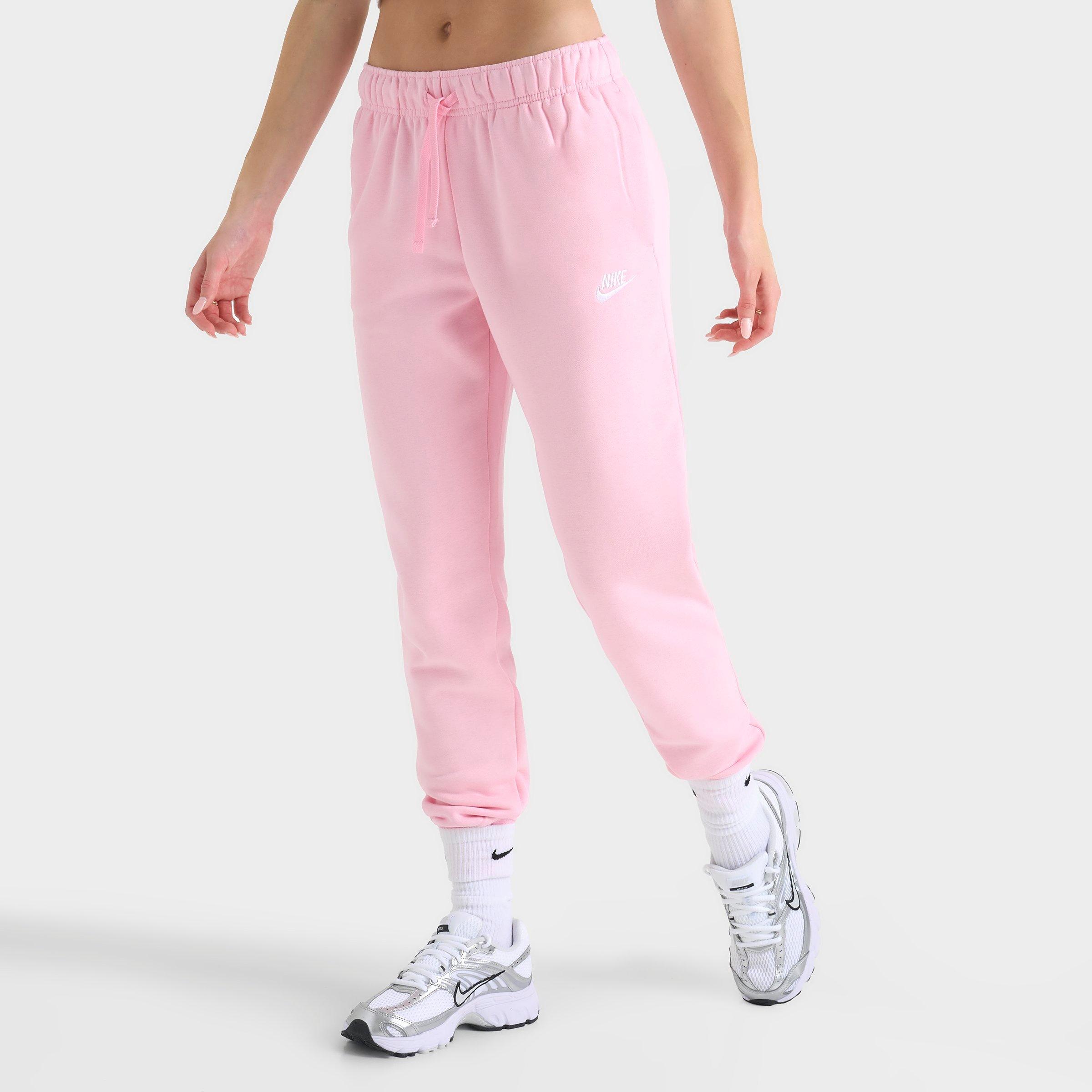 Nike Women's Sportswear Club Fleece Mid-Rise Jogger Pants in Medium Soft Pink/White Size: XS