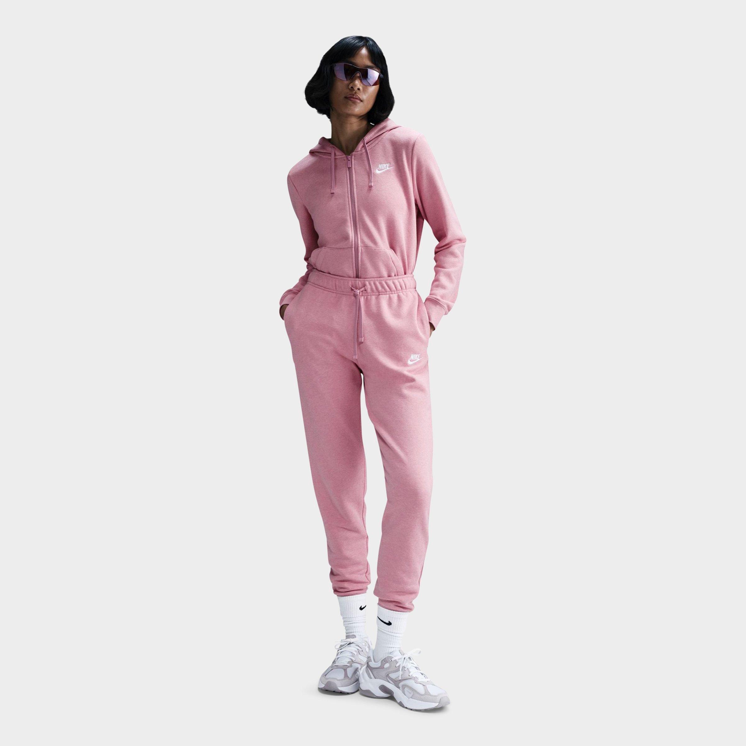 Nike Women's Sportswear Club Fleece Full-Zip Hoodie in Elemental Pink/Htr/W Size: 2XS