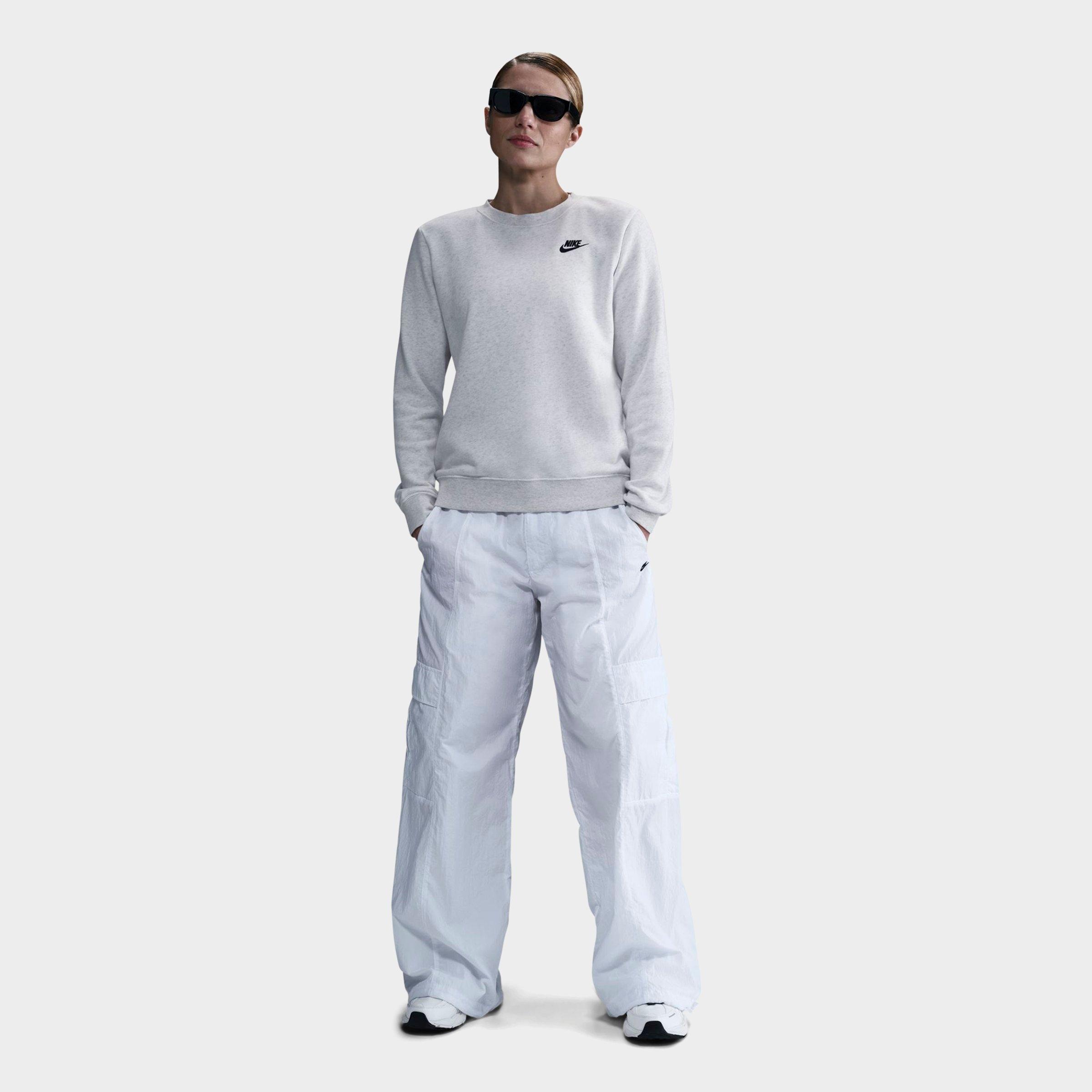 Nike Women's Sportswear Club Fleece Crewneck Sweatshirt in Grey/Birch Heather Size 2XL Cotton/Polyester/Fleece