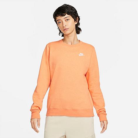 Nike Women's Sportswear Club Fleece Crewneck Sweatshirt In Orange