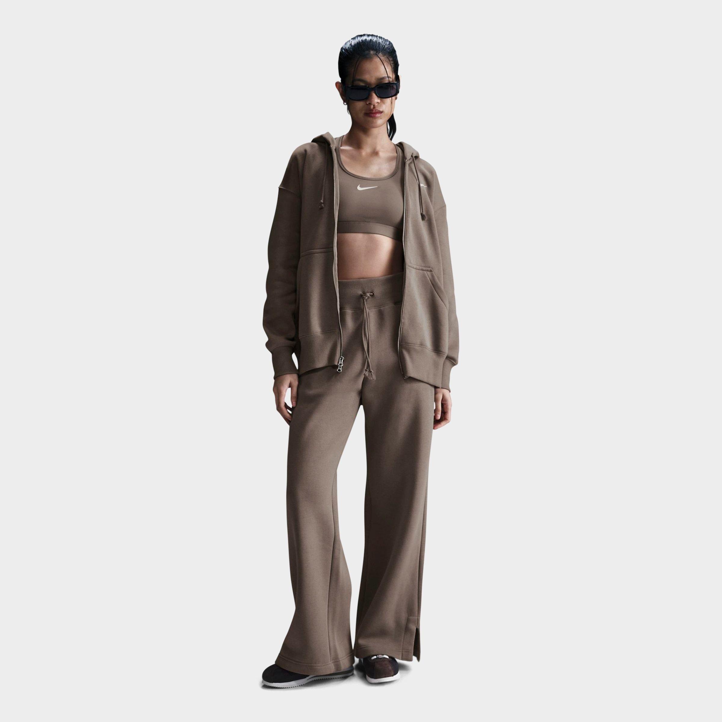 Nike Women's Sportswear Phoenix Fleece High-Waisted Wide-Leg Sweatpants in Mink Brown/Sail Size: XS