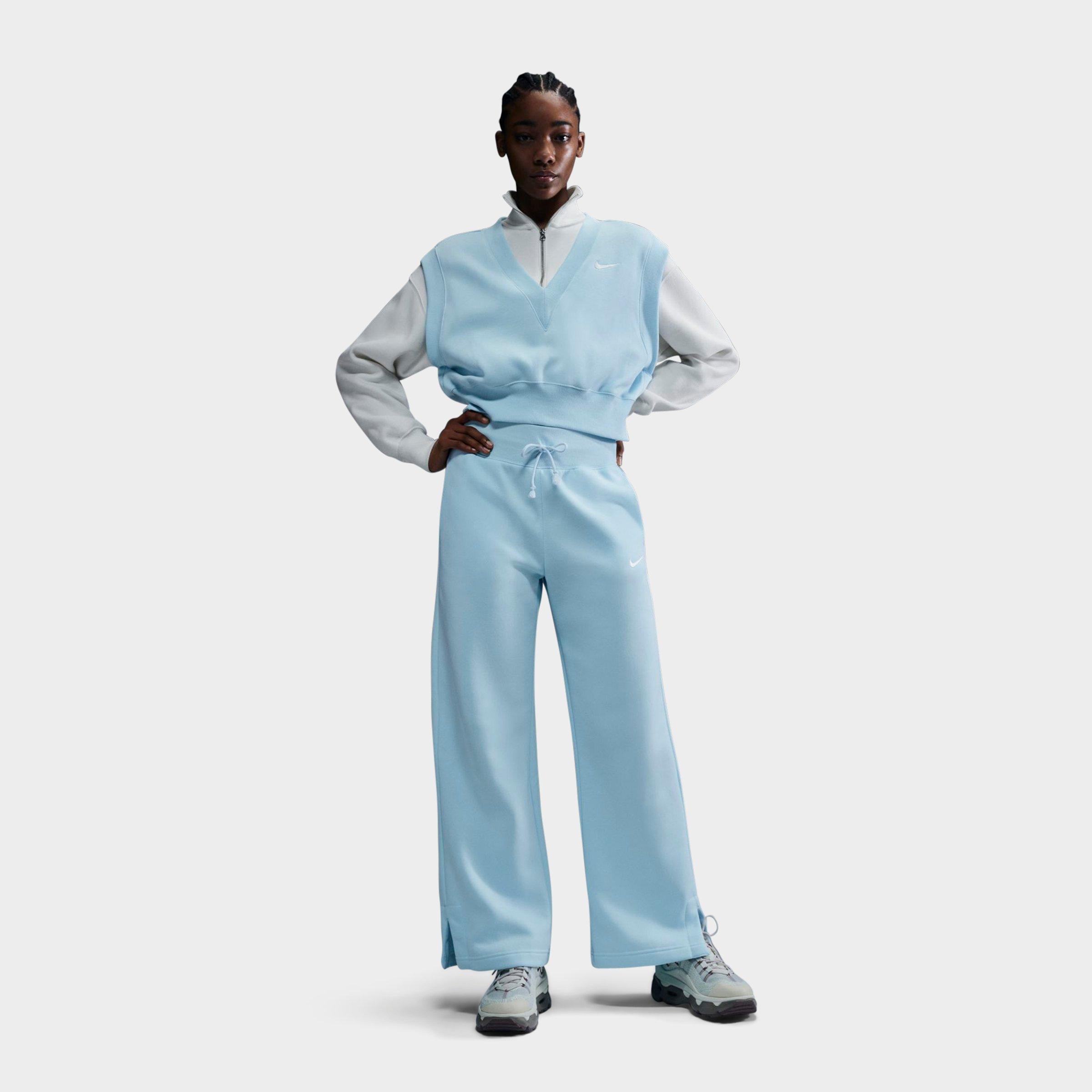 Nike Women's Sportswear Phoenix Fleece High-Waisted Wide-Leg Sweatpants in Glacier Blue/Sail Size: XS