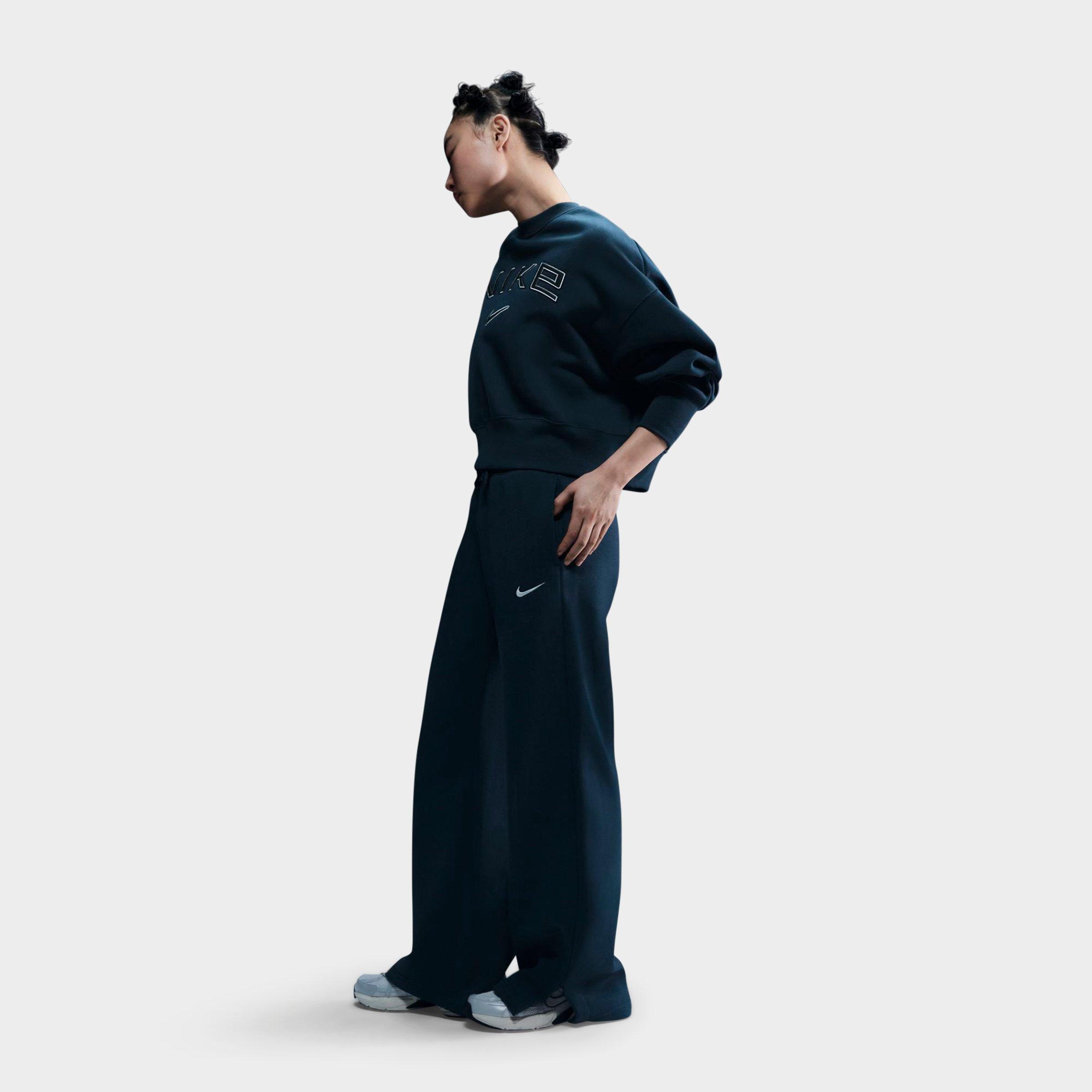 Nike Women's Sportswear Phoenix Fleece High-Waisted Wide-Leg Sweatpants in Blue/Armory Navy Size XL Cotton/Polyester/Fleece