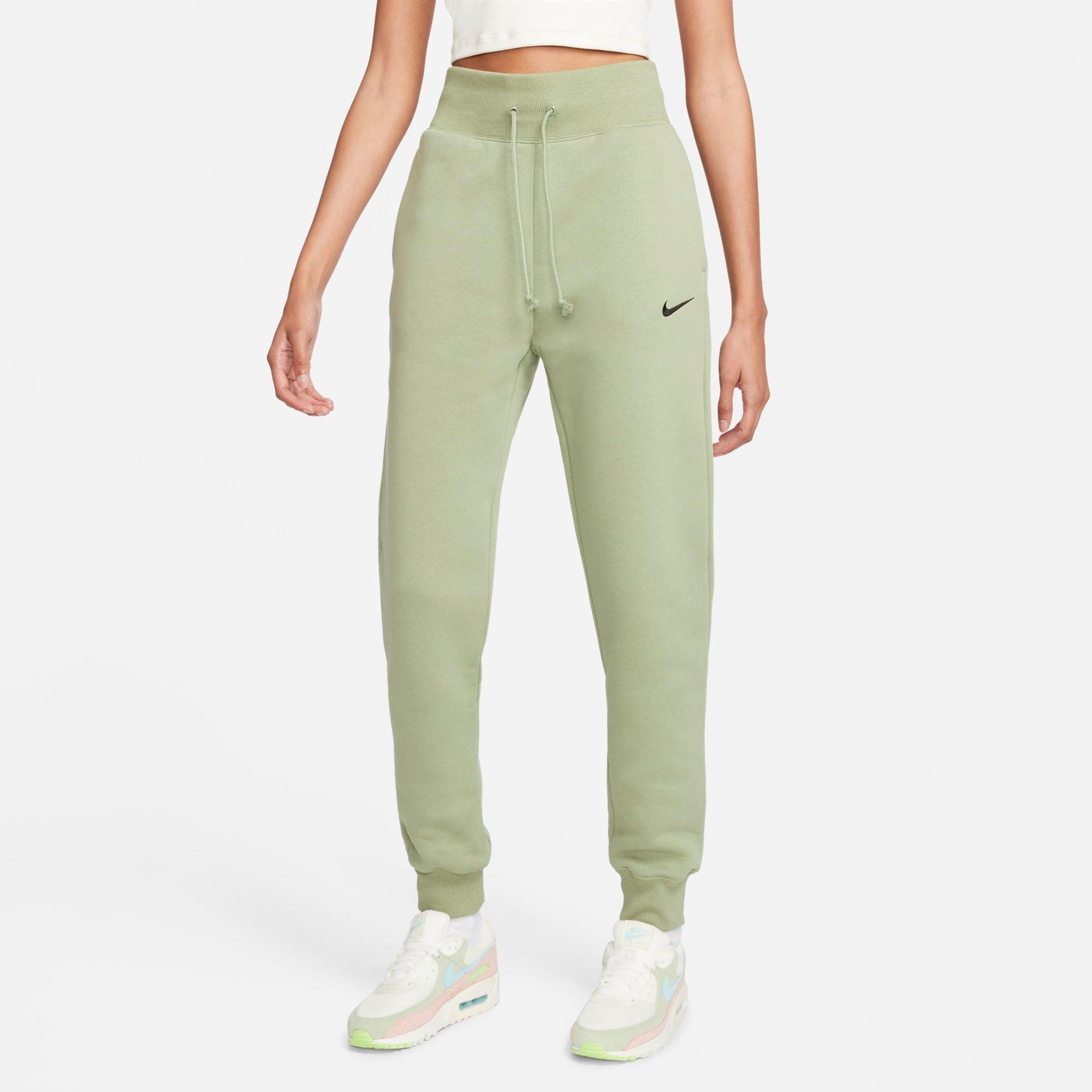 Shop Nike Women's Sportswear Phoenix Fleece High-waisted Jogger Sweatpants In Oil Green/black