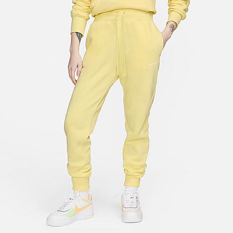 Nike Women's Sportswear Phoenix Fleece High-waisted Jogger Sweatpants In Lemon Chiffon/sail
