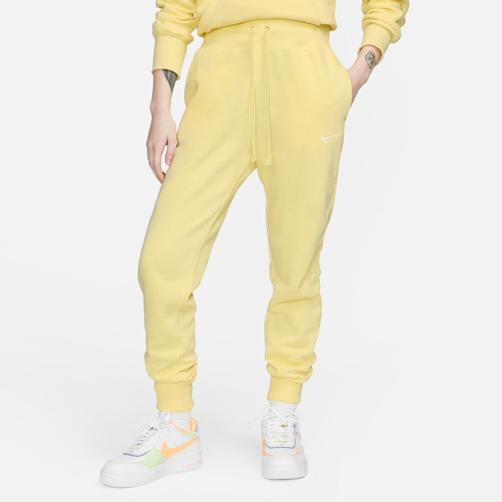 Nike Women's Sportswear Phoenix Fleece High-waisted Jogger Sweatpants In Lemon Chiffon/sail