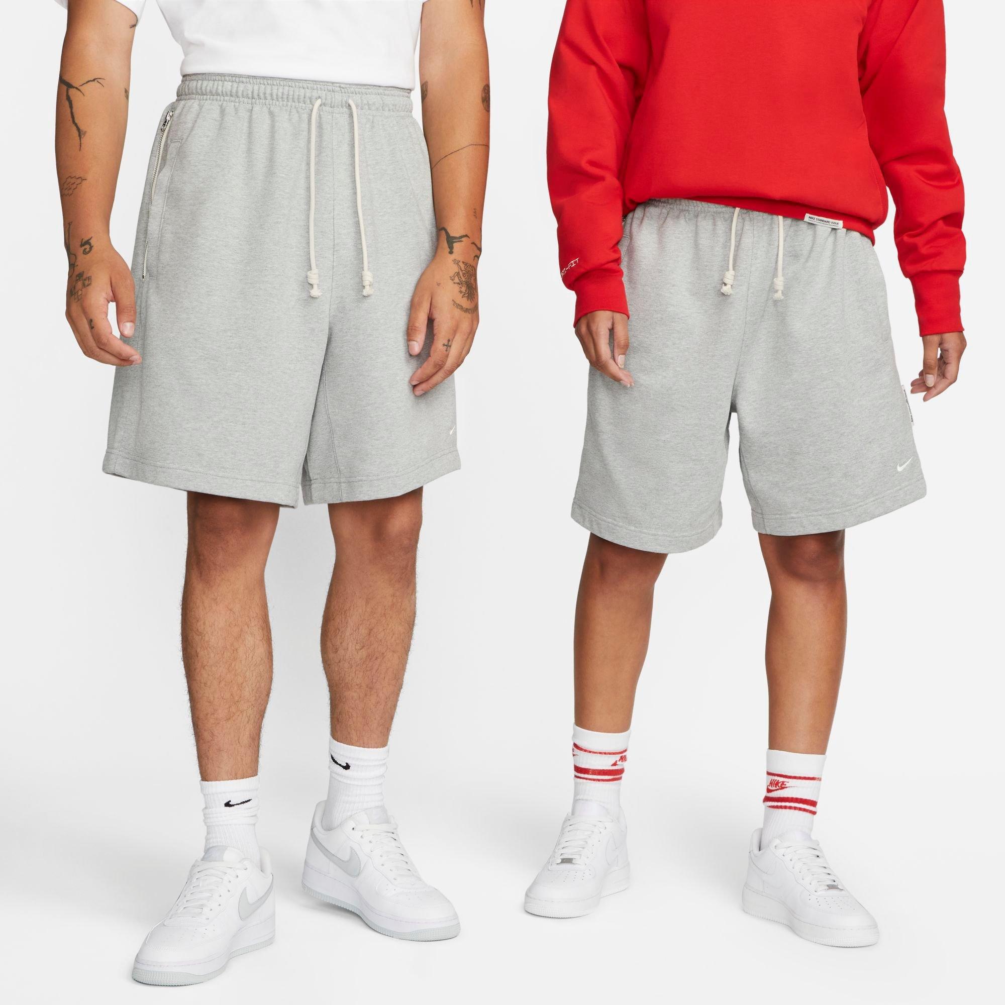 Nike Men's Dri-fit Standard Issue French Terry Shorts In Dark Grey Heather/pale Ivory