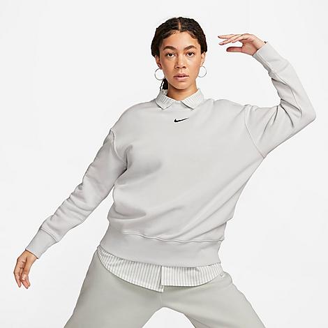 Nike Women's Sportswear Phoenix Fleece Oversized Crewneck Sweatshirt In Photon Dust/black